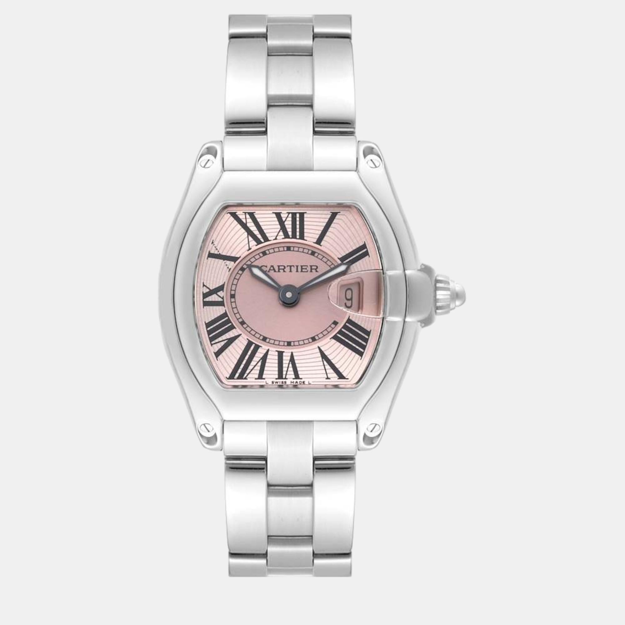 

Cartier Roadster Small Pink Dial Steel Ladies Watch W62017V3