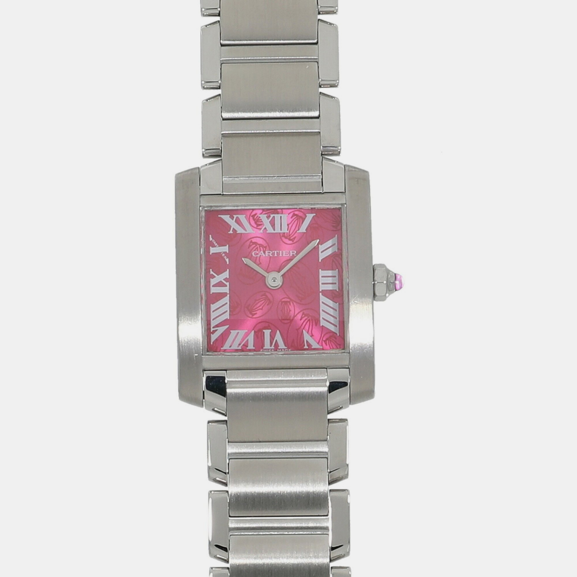 

Cartier Pink Stainless Steel Tank Francaise W51030Q3 Quartz Women's Wristwatch 20 mm