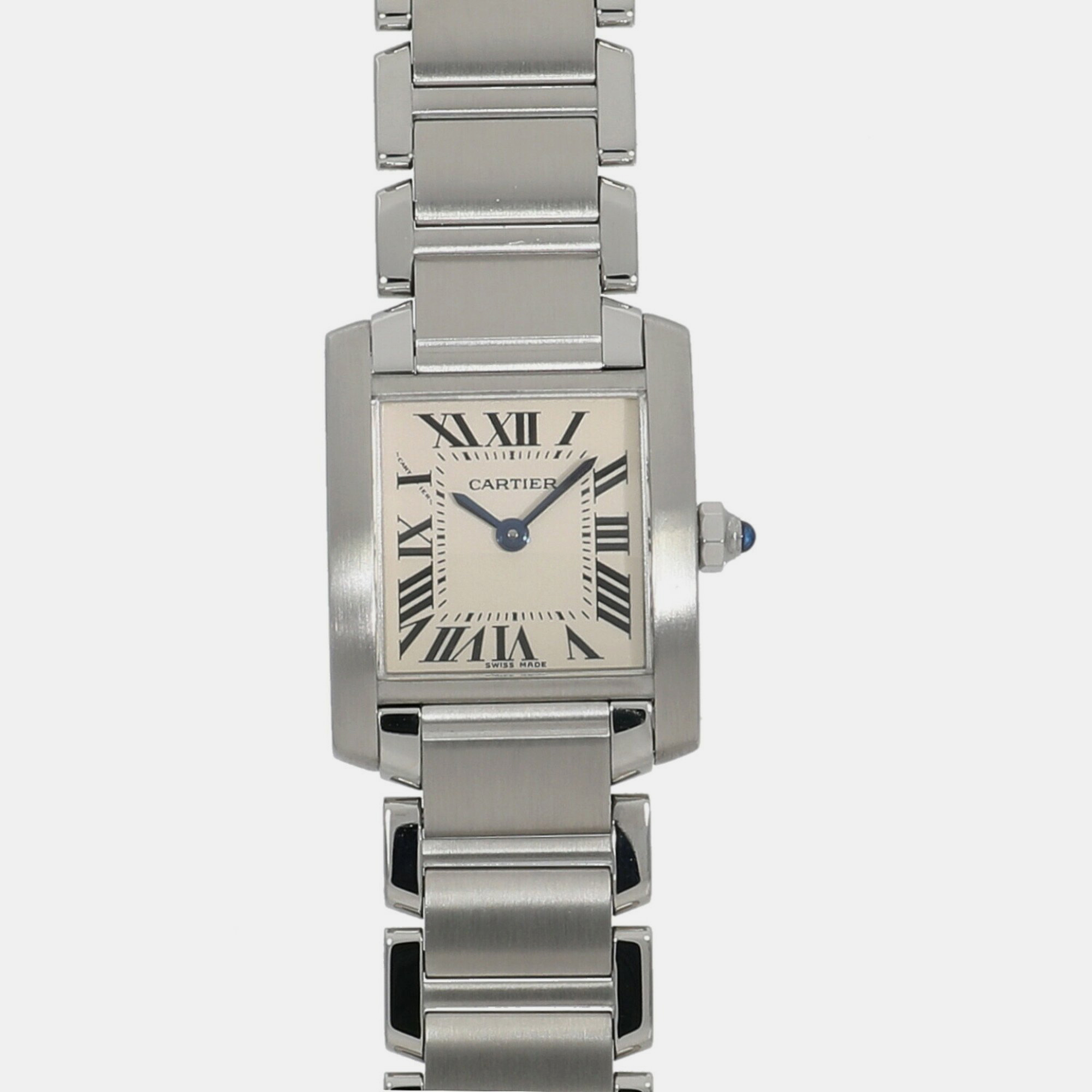 

Cartier Ivory Stainless Steel Tank Francaise W51008Q3 Quartz Women's Wristwatch 20 mm, White