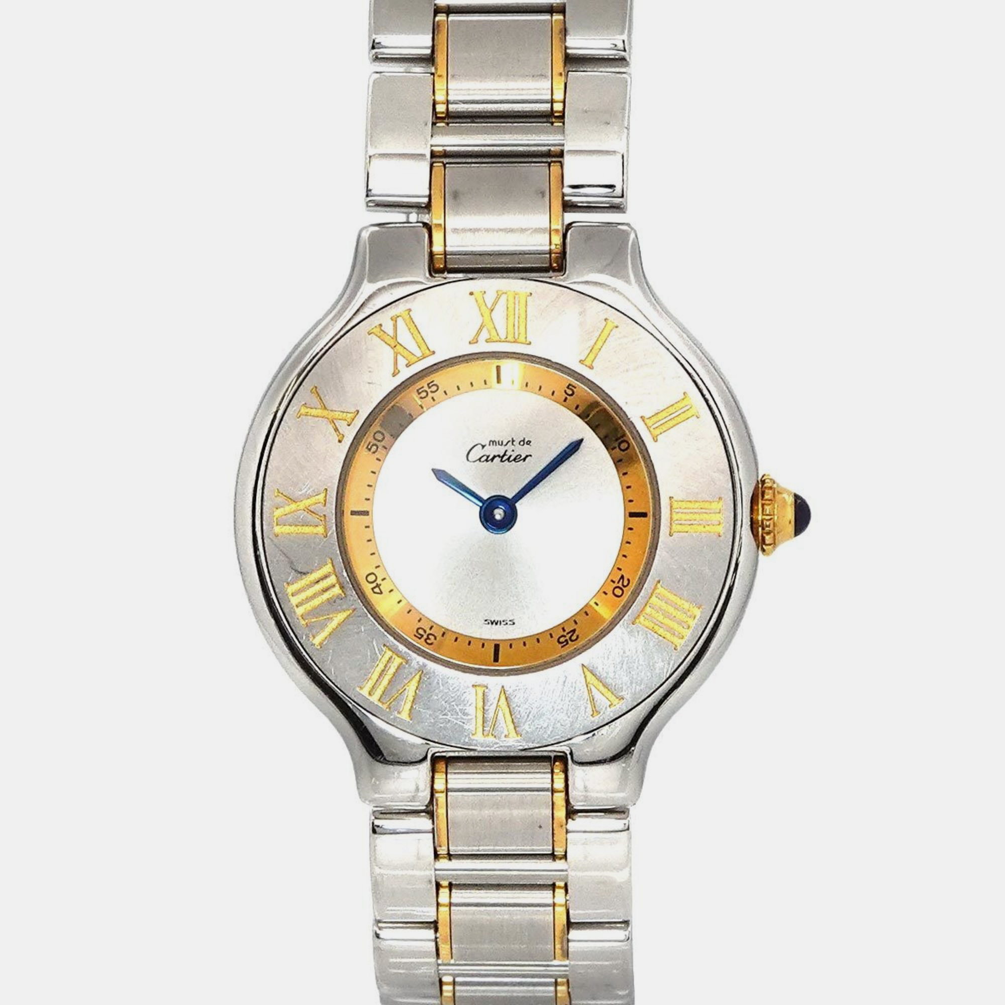 

Cartier Silver Yellow Gold Plated Stainless Steel Must 21 W10073R6 Quartz Women's Wristwatch 28 mm