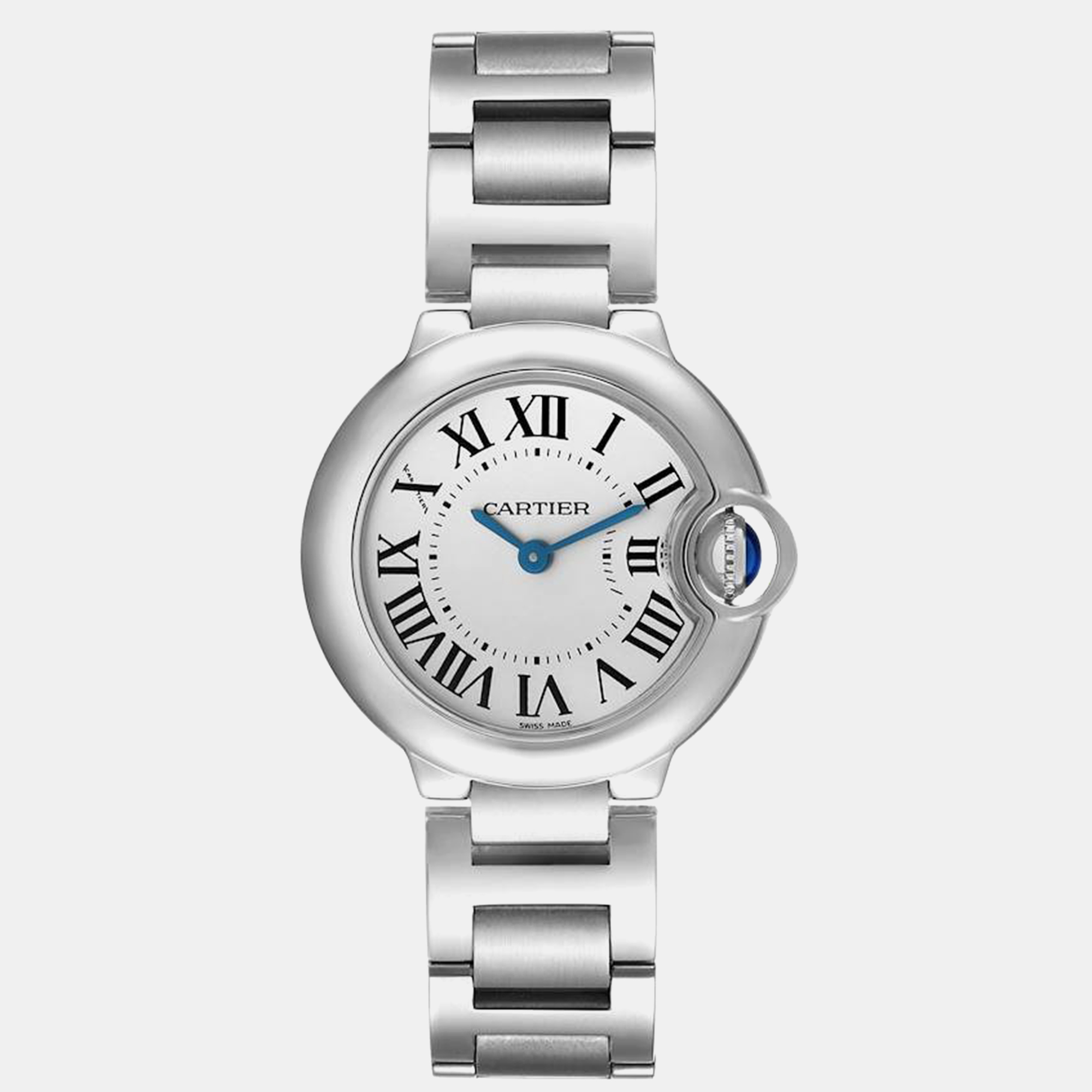 Pre-owned Cartier Ballon Bleu Silver Dial Quartz Steel Ladies Watch W69010z4 28 Mm