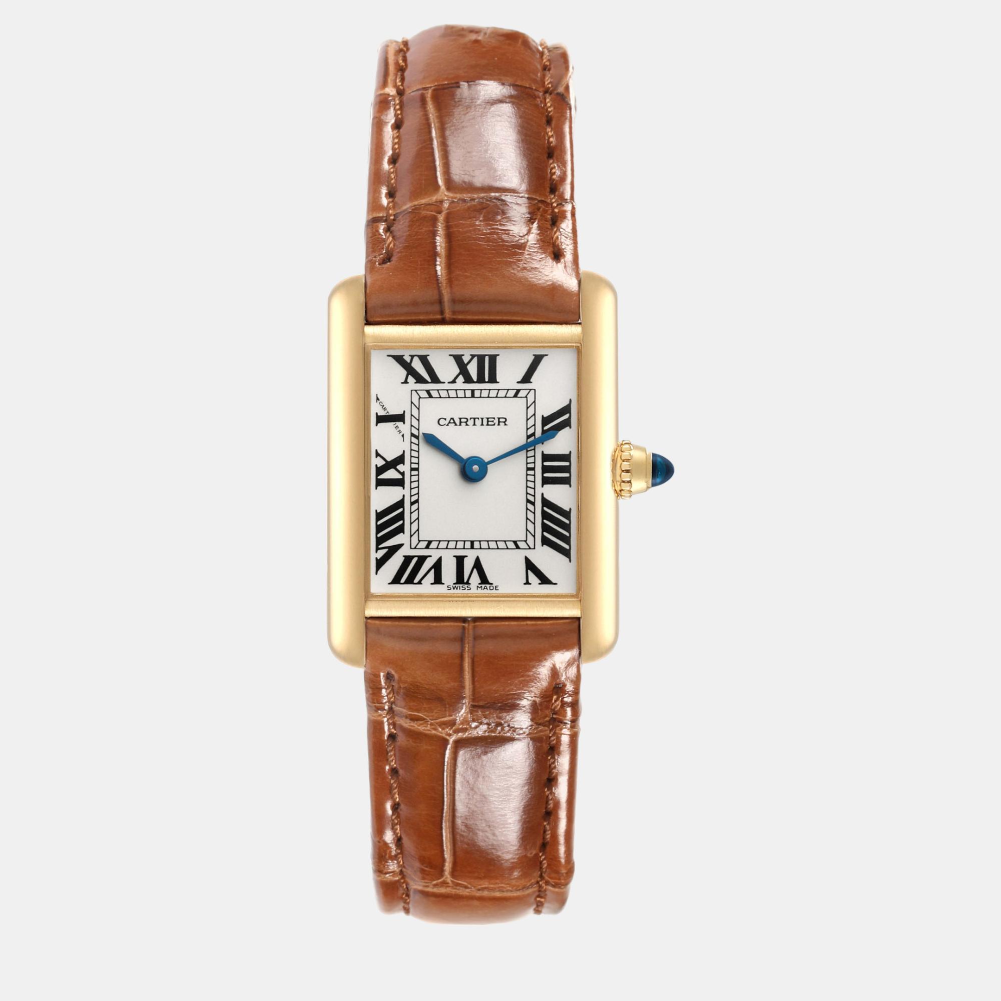 

Cartier Tank Louis Small Yellow Gold Ladies Watch W1529856 29 x 22 mm, Silver