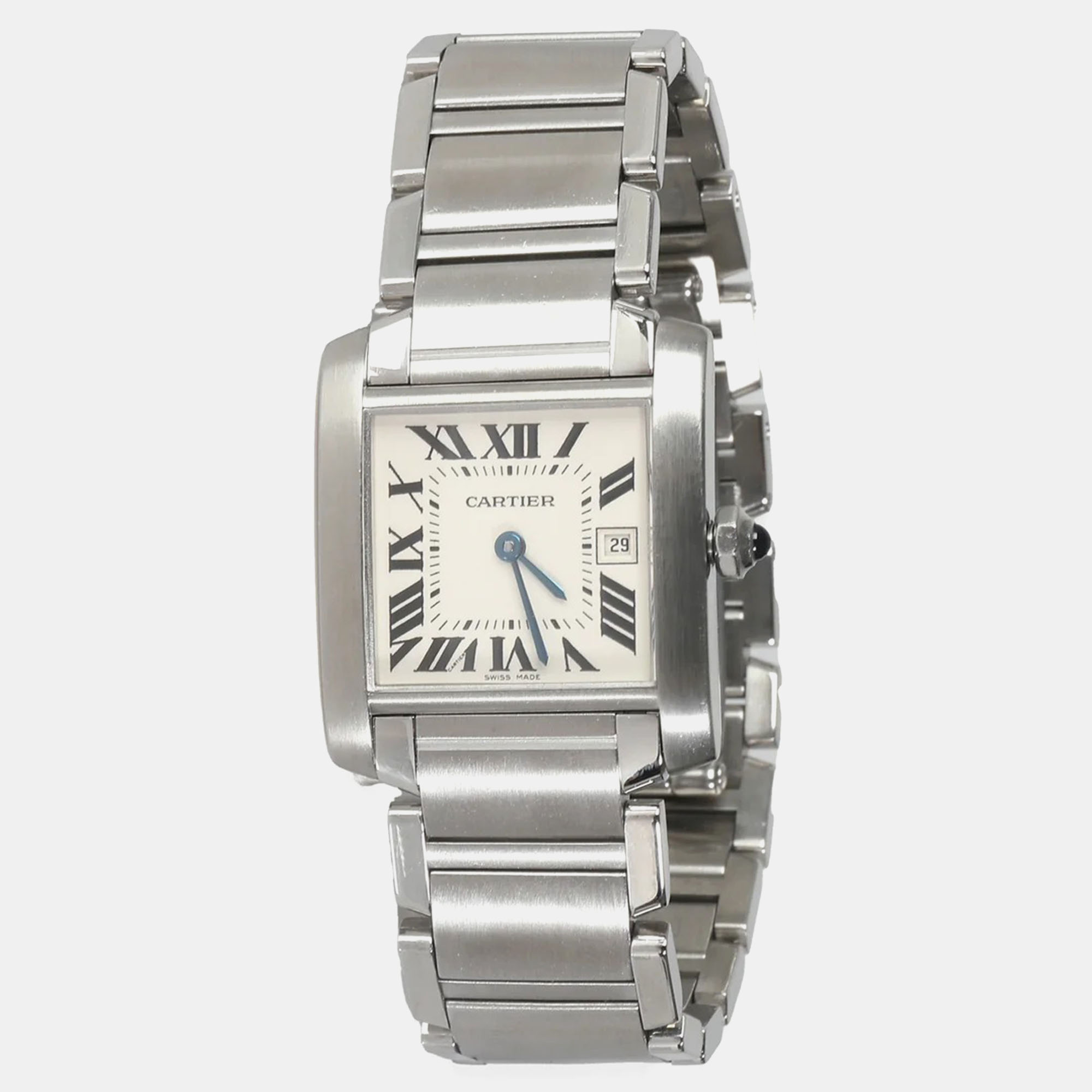 

Cartier Silver Stainless Steel Tank Francaise Quartz Women's Wristwatch 25 mm