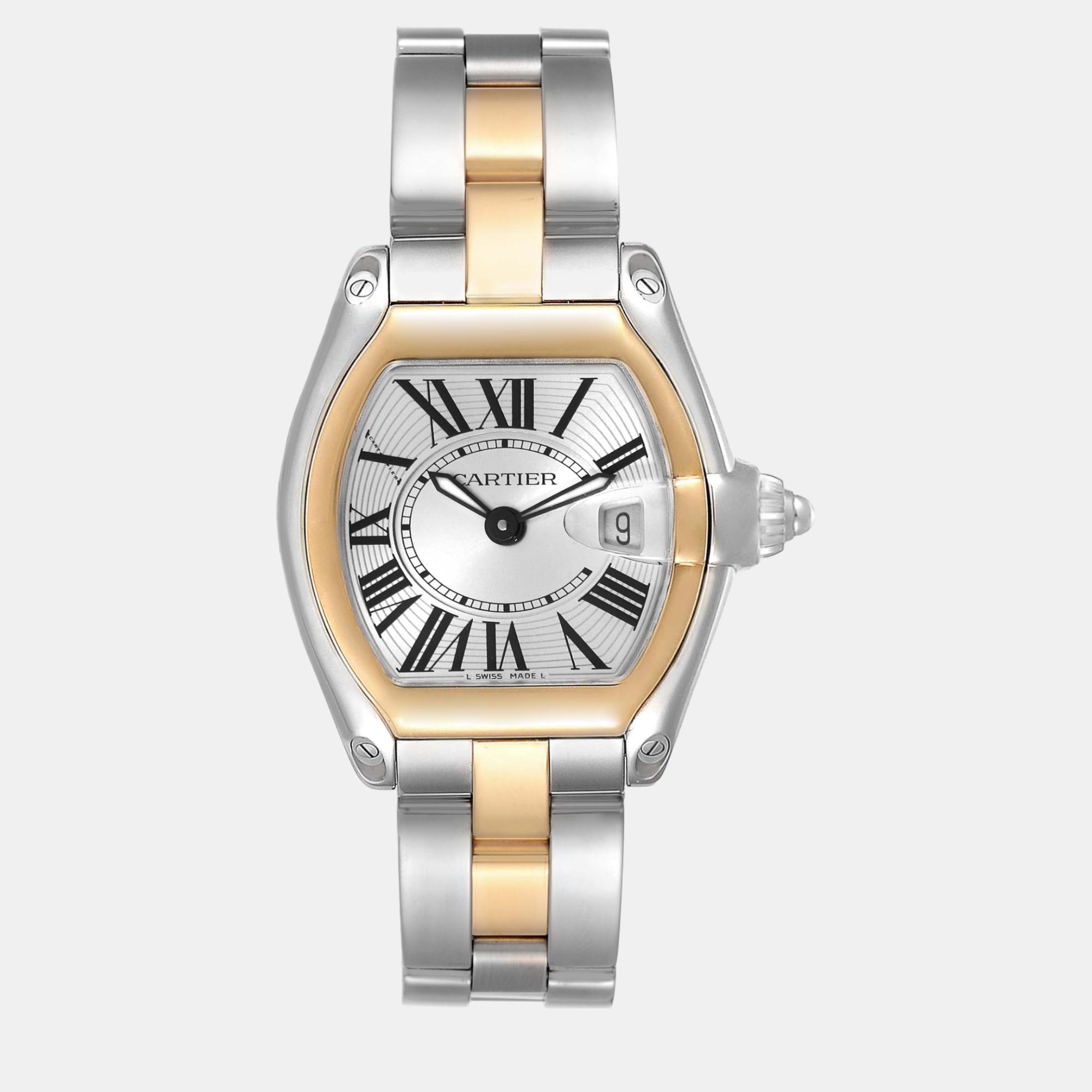 

Cartier Roadster Steel Yellow Gold Ladies Watch W62026Y4, Silver