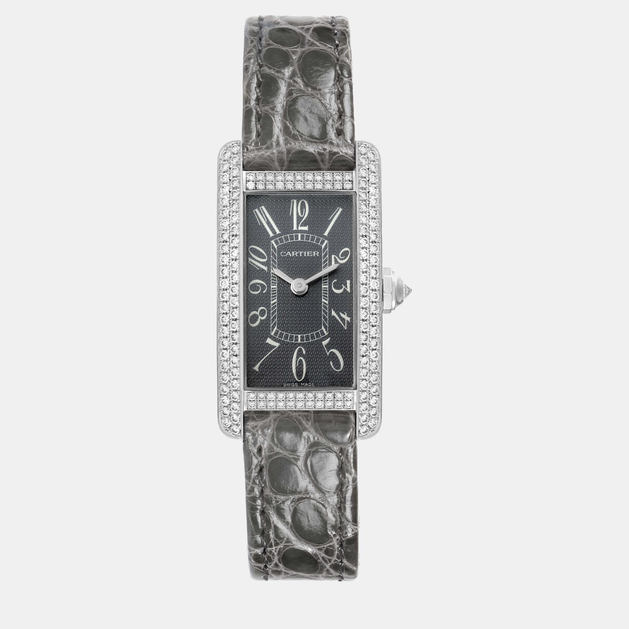 

Cartier Tank Americaine Large White Gold Diamond Ladies Watch WB705131, Grey