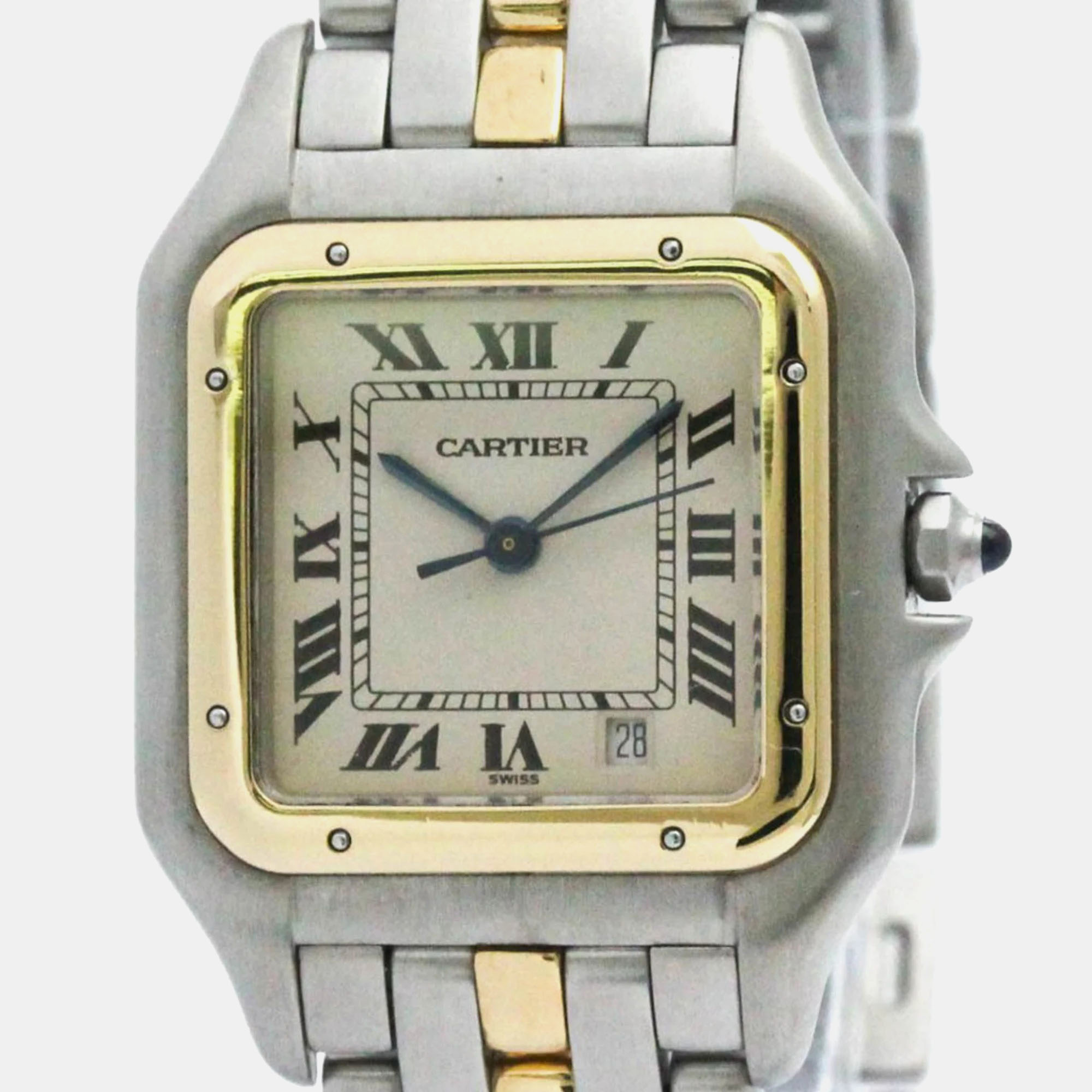 

Cartier Silver 18k Yellow Gold Stainless Steel Panthere Quartz Women's Wristwatch 27 mm