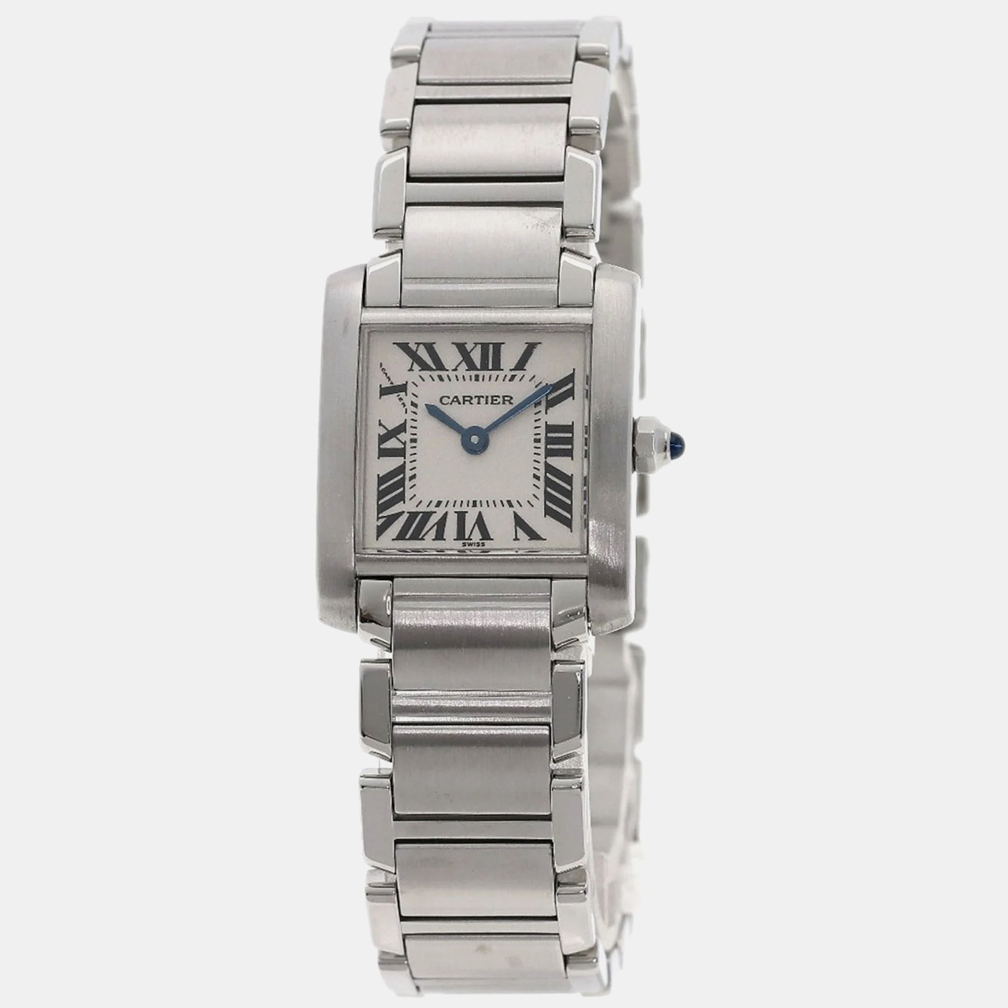 

Cartier White Stainless Steel Tank Francaise Quartz Women's Wristwatch