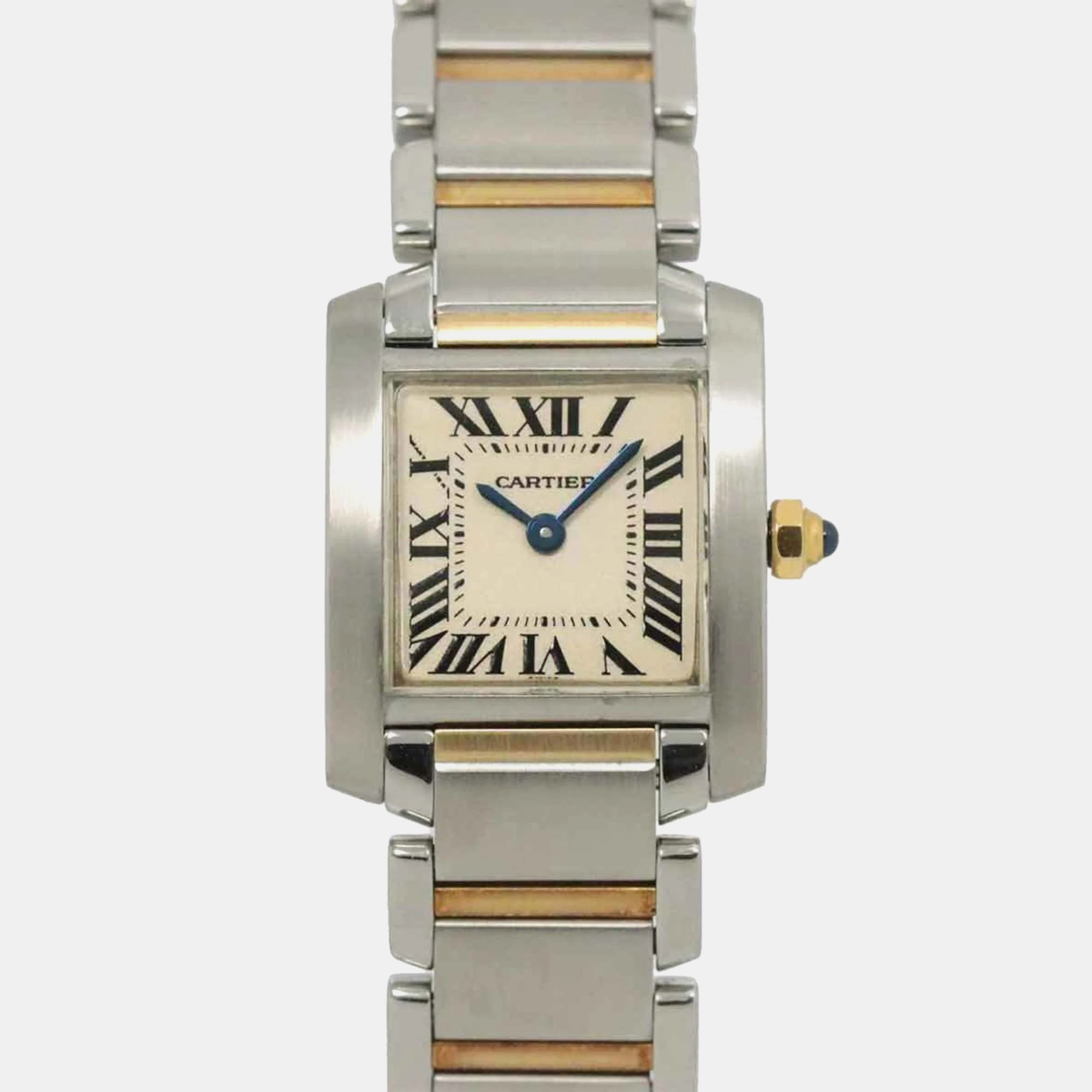 

Cartier Ivory 18k Yellow Gold Stainless Steel Tank Francaise Quartz Women's Wristwatch 20 mm, White