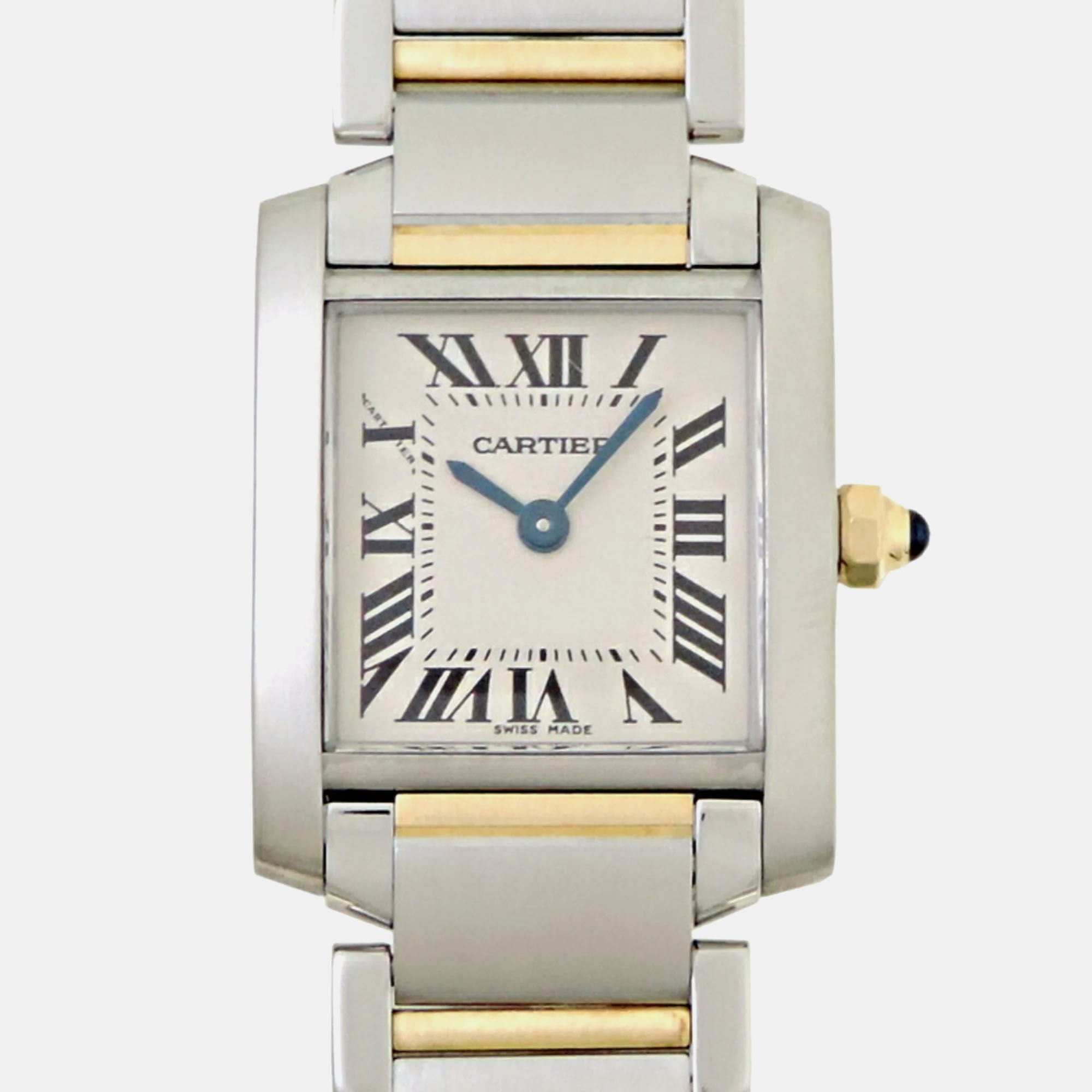 

Cartier White 18k Yellow Gold Stainless Steel Tank Francaise Quartz Women's Wristwatch 20 mm