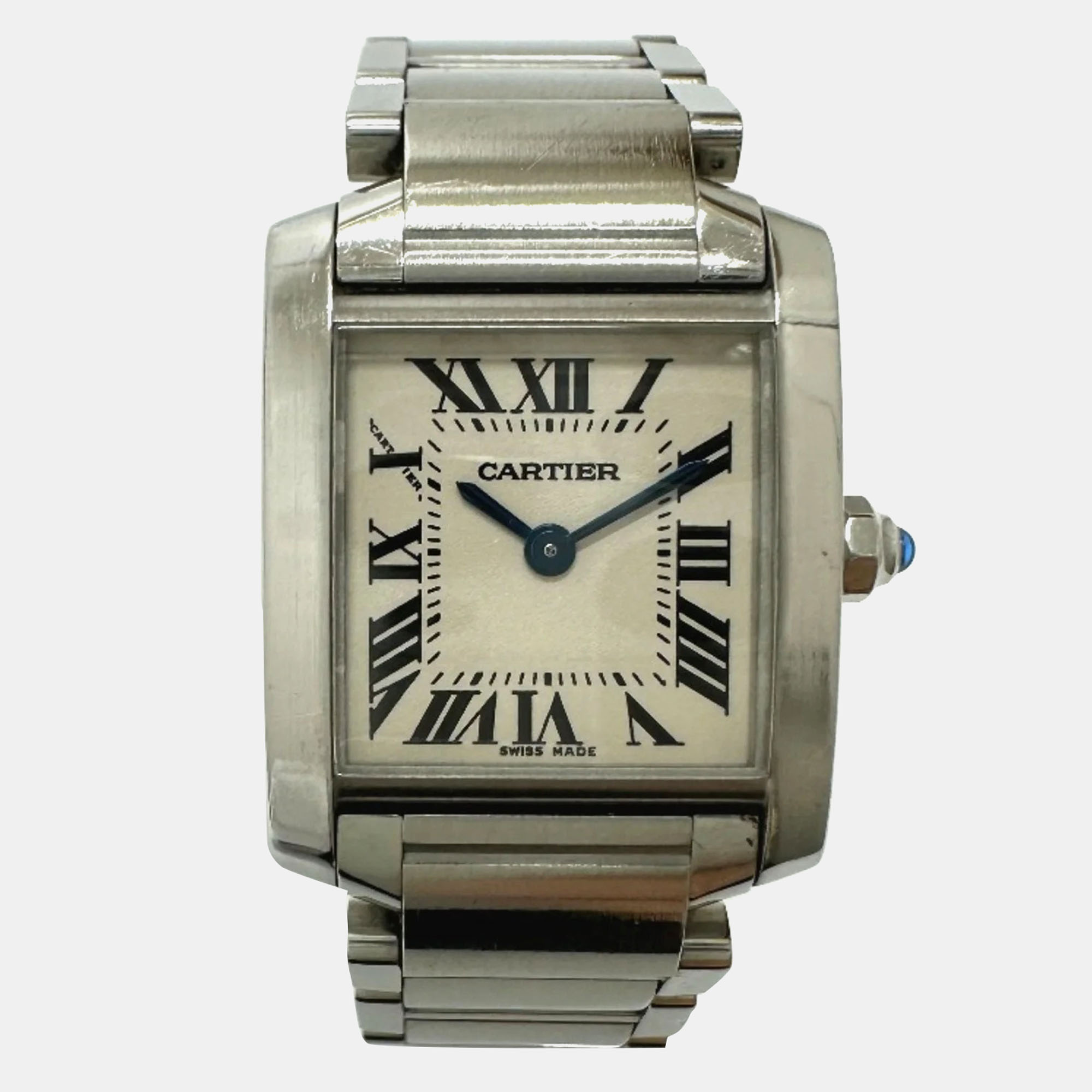 

Cartier White Stainless Steel Tank Francaise Quartz Women's Wristwatch 25 mm