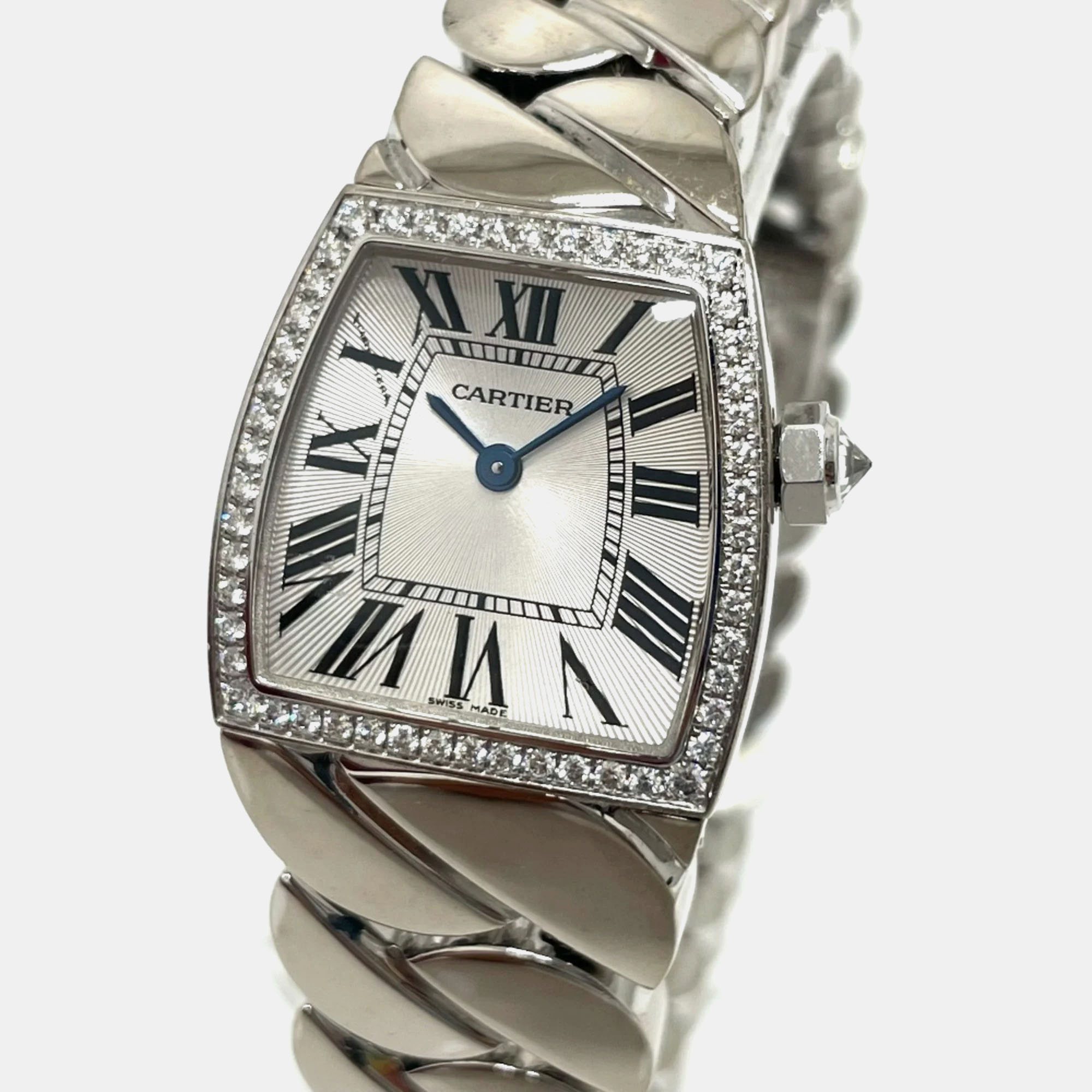 Pre-owned Cartier Silver 18k White Gold La Dona Quartz Women's Wristwatch 22 Mm