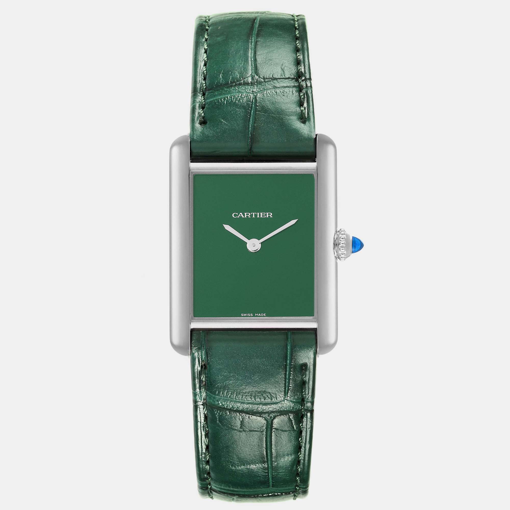 

Cartier Tank Must Large Steel Green Dial Ladies Watch 25.5 mm