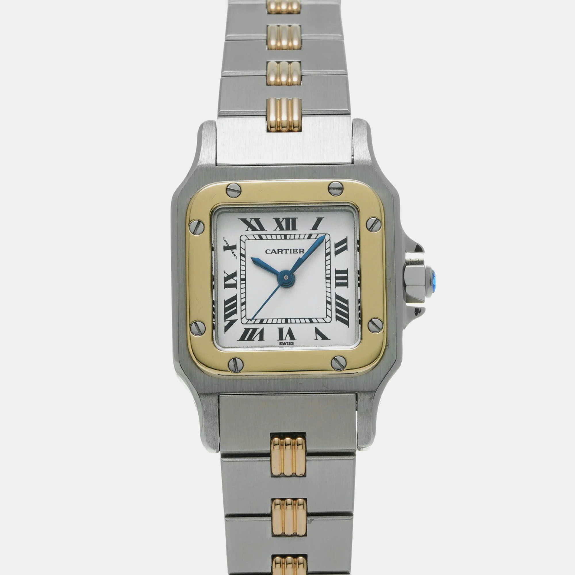 

Cartier White 18K Yellow Gold Stainless Steel Santos Galbee Automatic Women's Wristwatch 34 mm