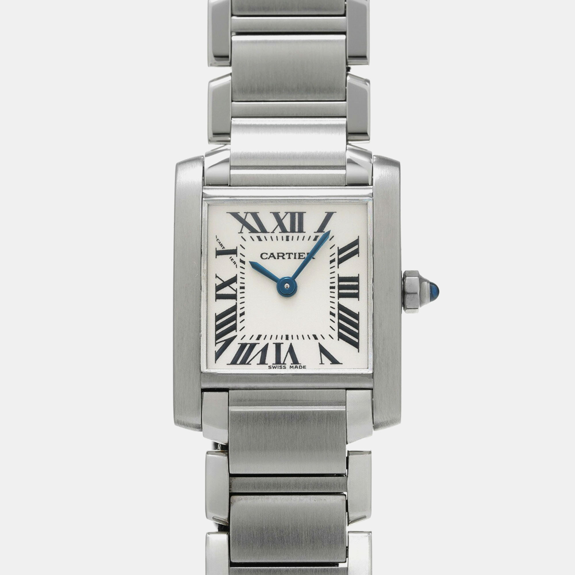 

Cartier White Stainless Steel Tank Francaise Quartz Women's Wristwatch 20 mm