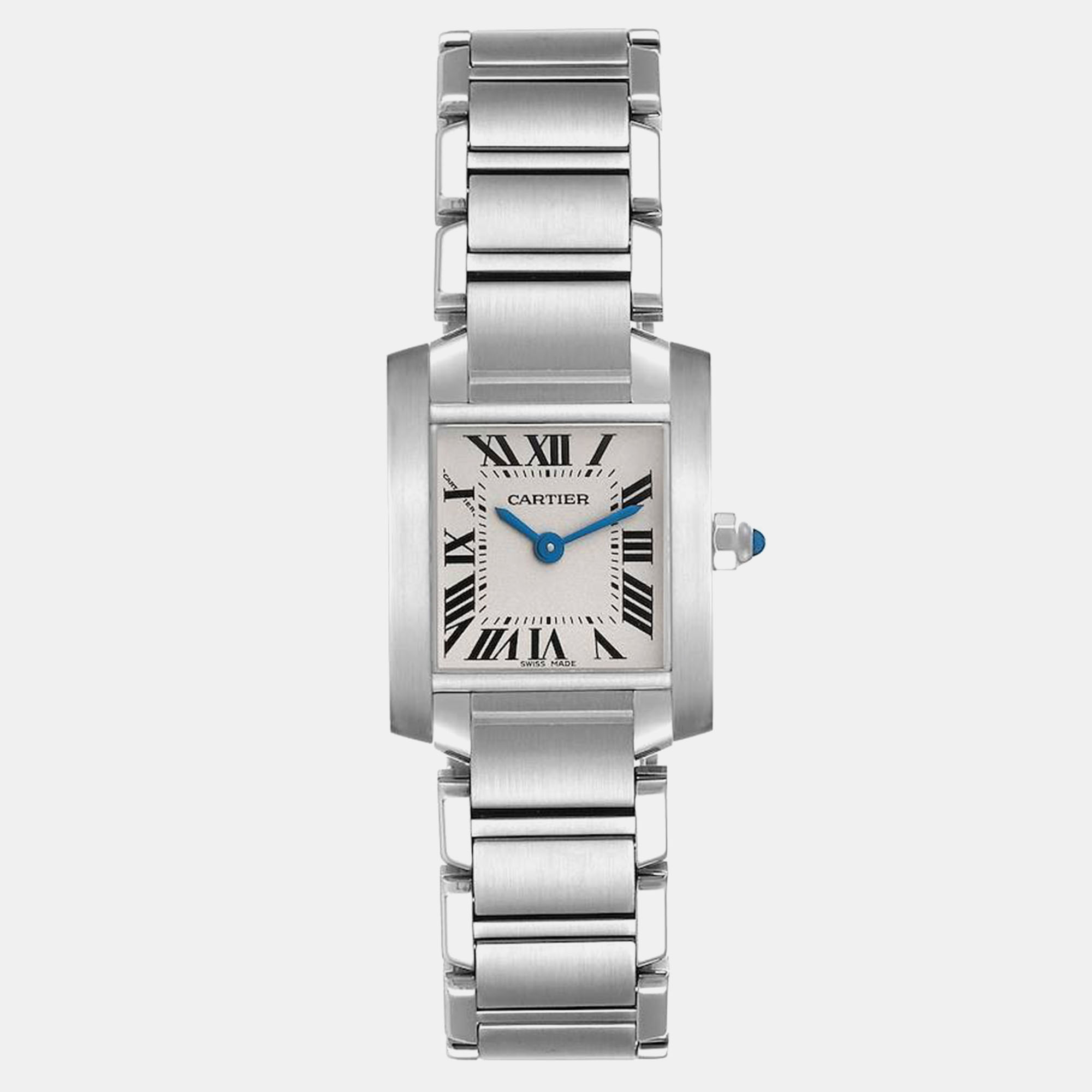 Pre-owned Cartier Tank Francaise Small Silver Dial Steel Ladies Watch 20.0 Mm