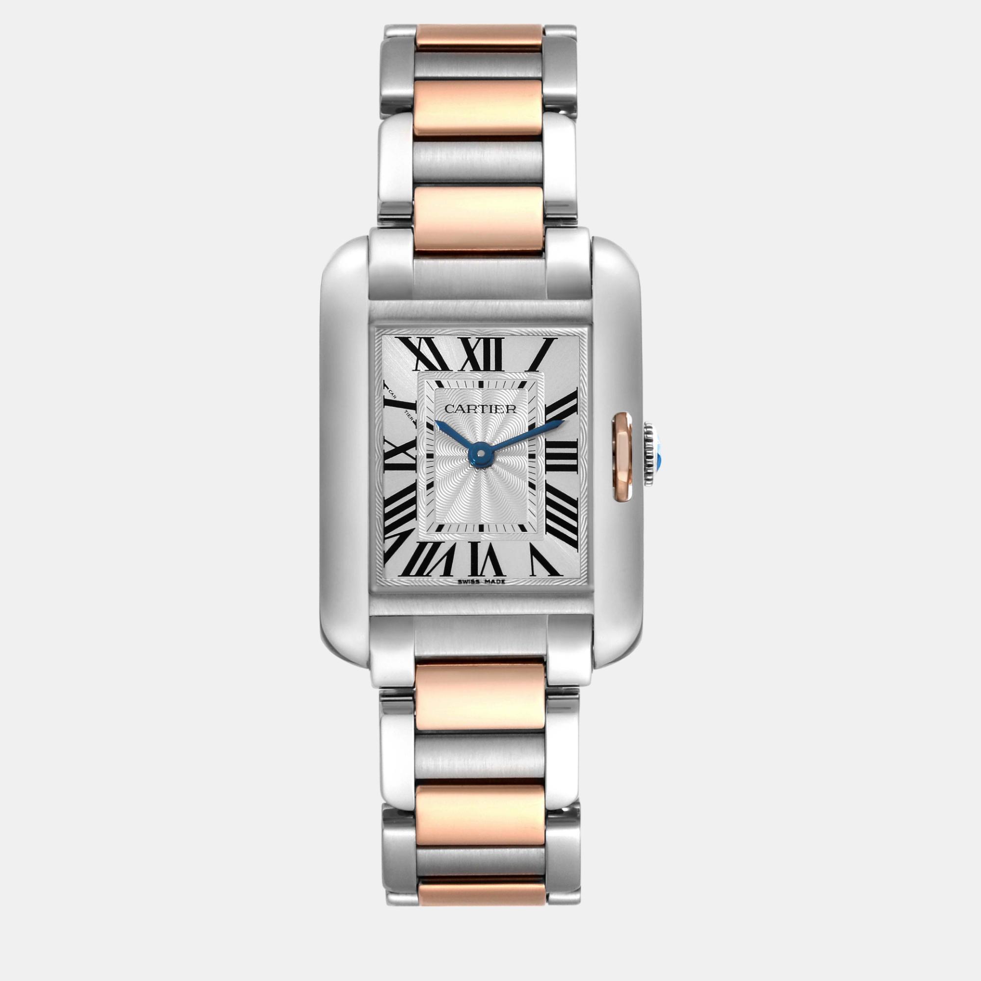 

Cartier Tank Anglaise Small Steel Rose Gold Ladies Watch W5310019, Silver