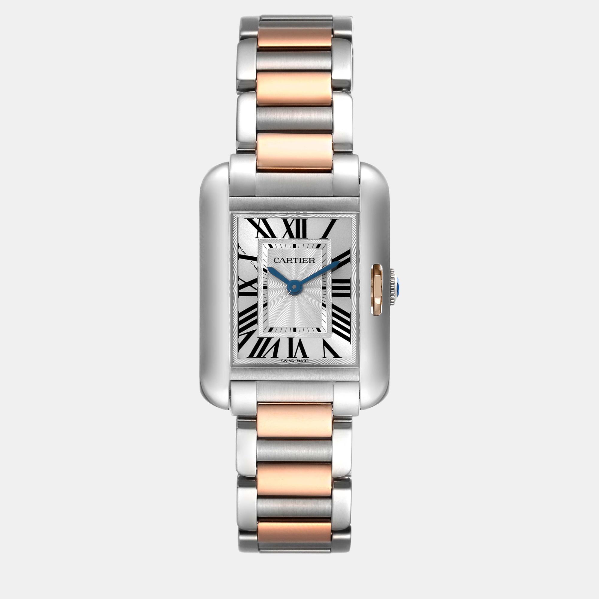 

Cartier Tank Anglaise Small Steel Rose Gold Ladies Watch W5310019, Silver