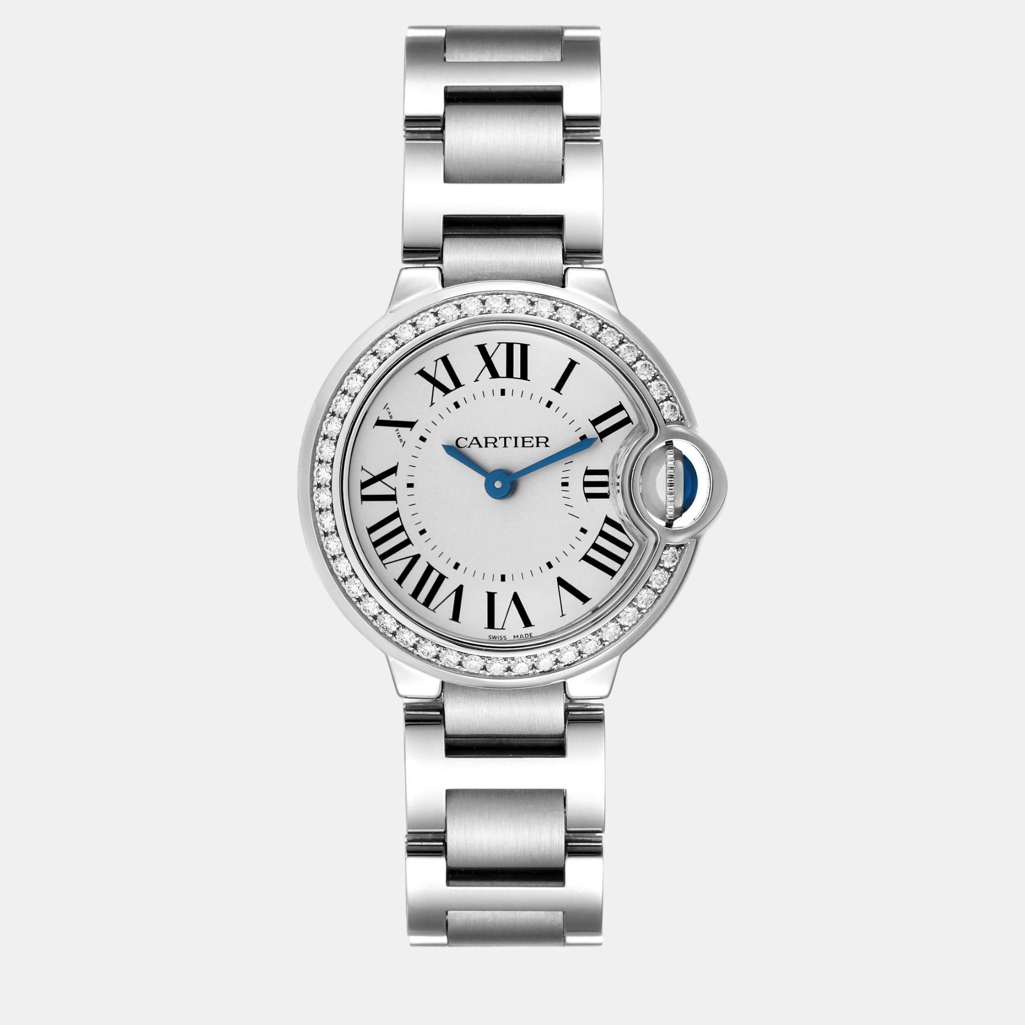 

Cartier Ballon Bleu Diamond Steel Ladies Watch 28 mm, Silver