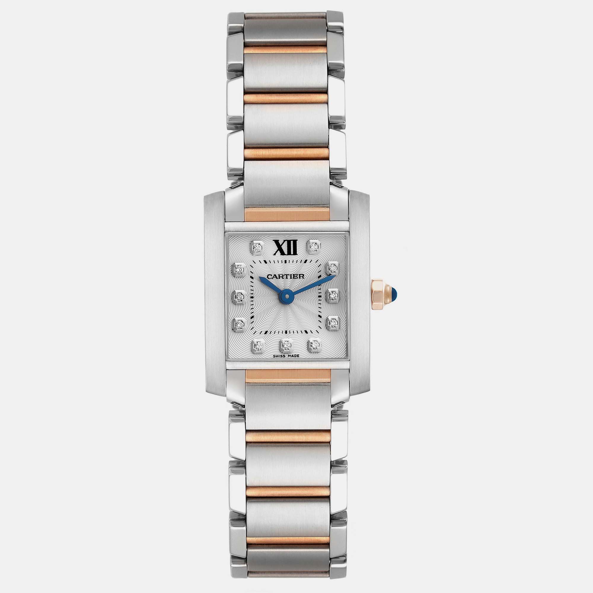 

Cartier Tank Francaise Steel Rose Gold Diamond Ladies Watch 20 mm, Silver