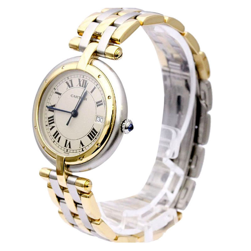 Pre Owned Cartier Ivory 18K Yellow Gold & Stainless Steel Panthere Women's Wristwatch 30MM