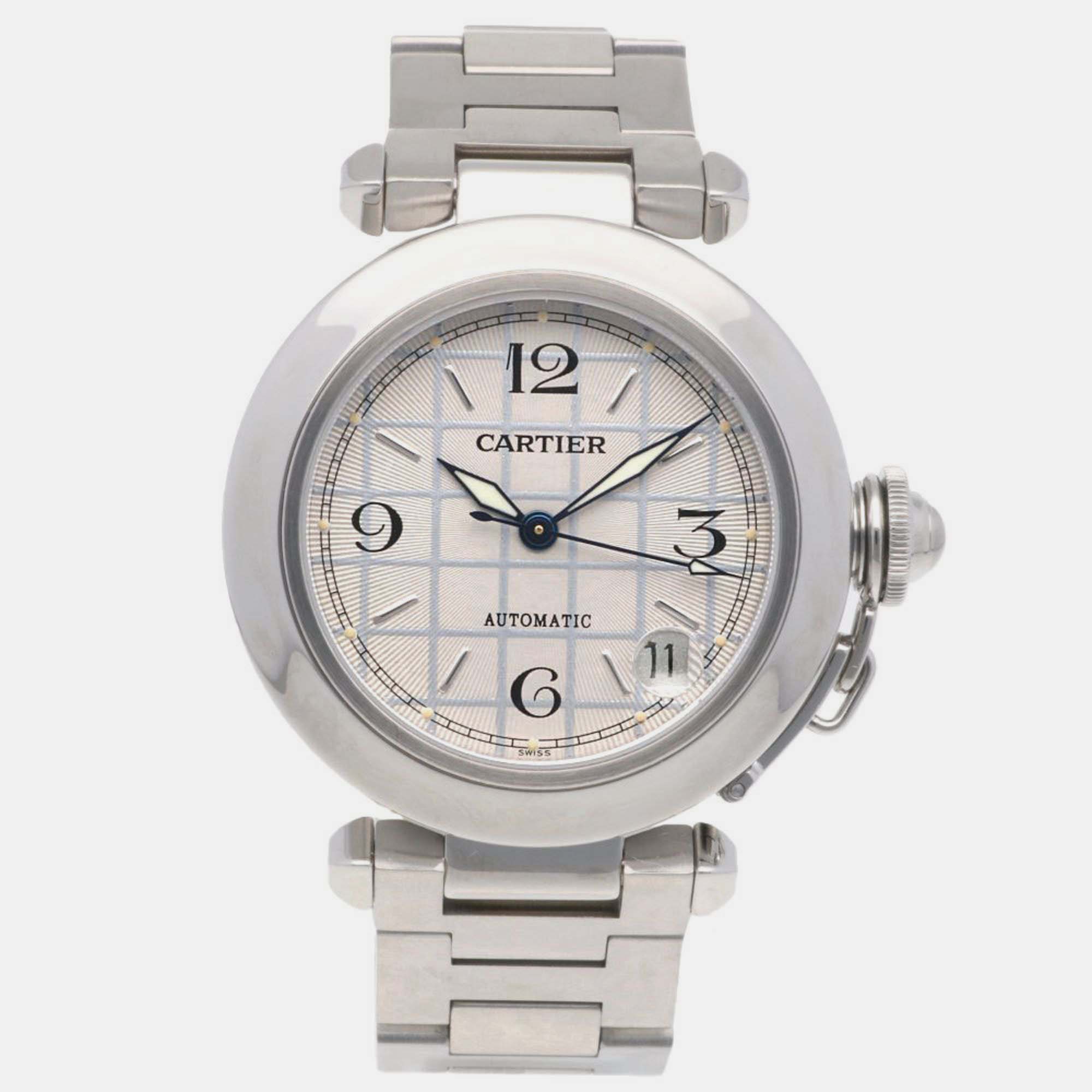 

Cartier Silver Stainless Steel Pasha C de Cartier 2324 Automatic Women's Wristwatch 35.5 mm