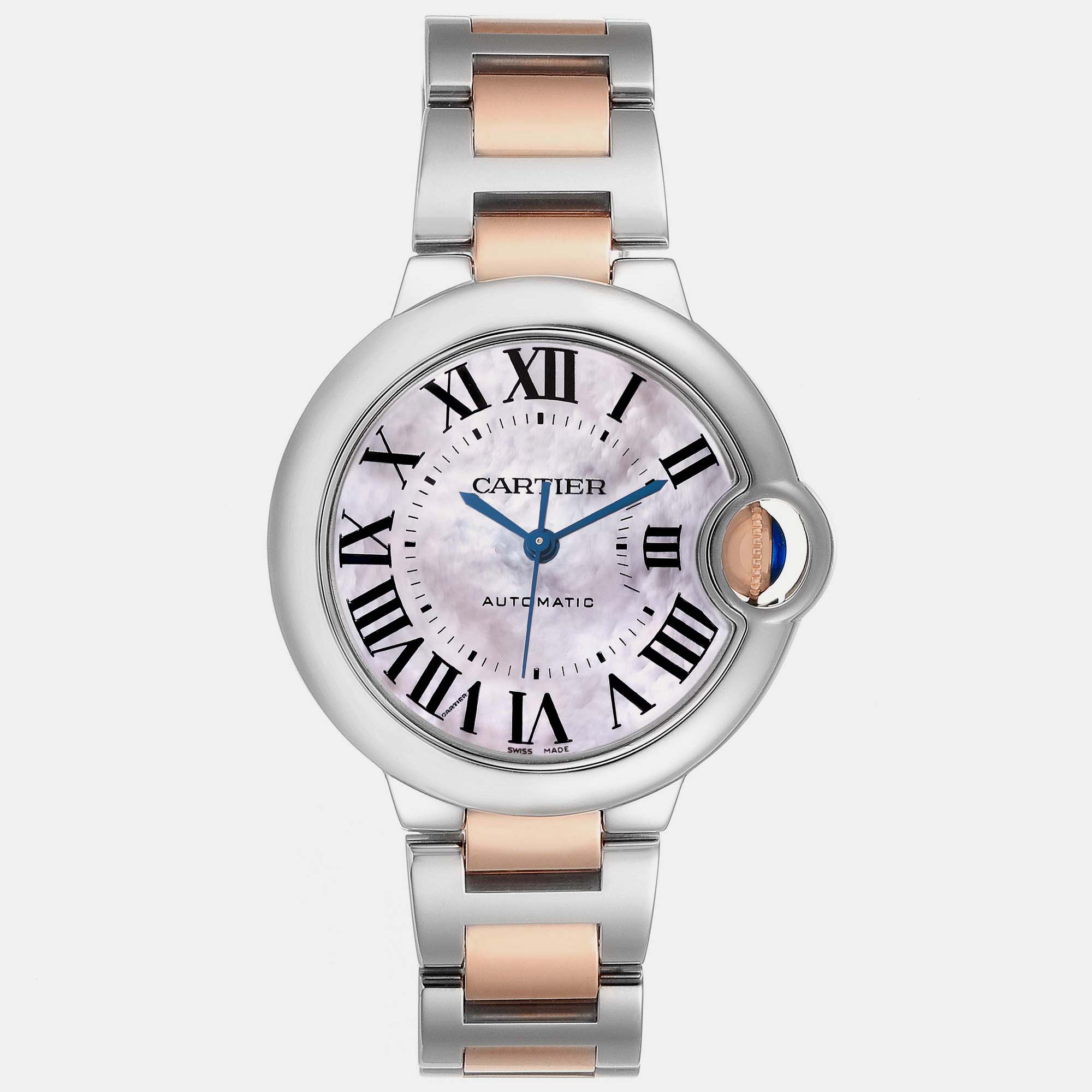 

Cartier Ballon Bleu Midsize Steel Rose Gold Ladies Watch W6920098, Silver