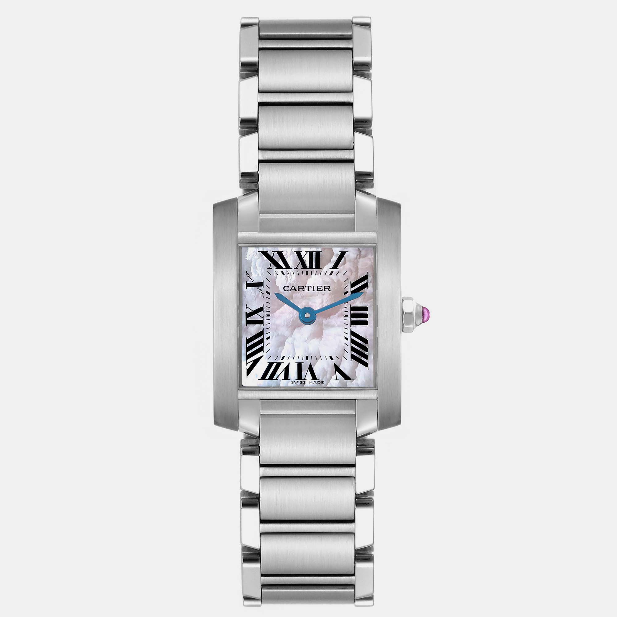 

Cartier Tank Francaise Mother Of Pearl Steel Ladies Watch W51028Q3, Silver