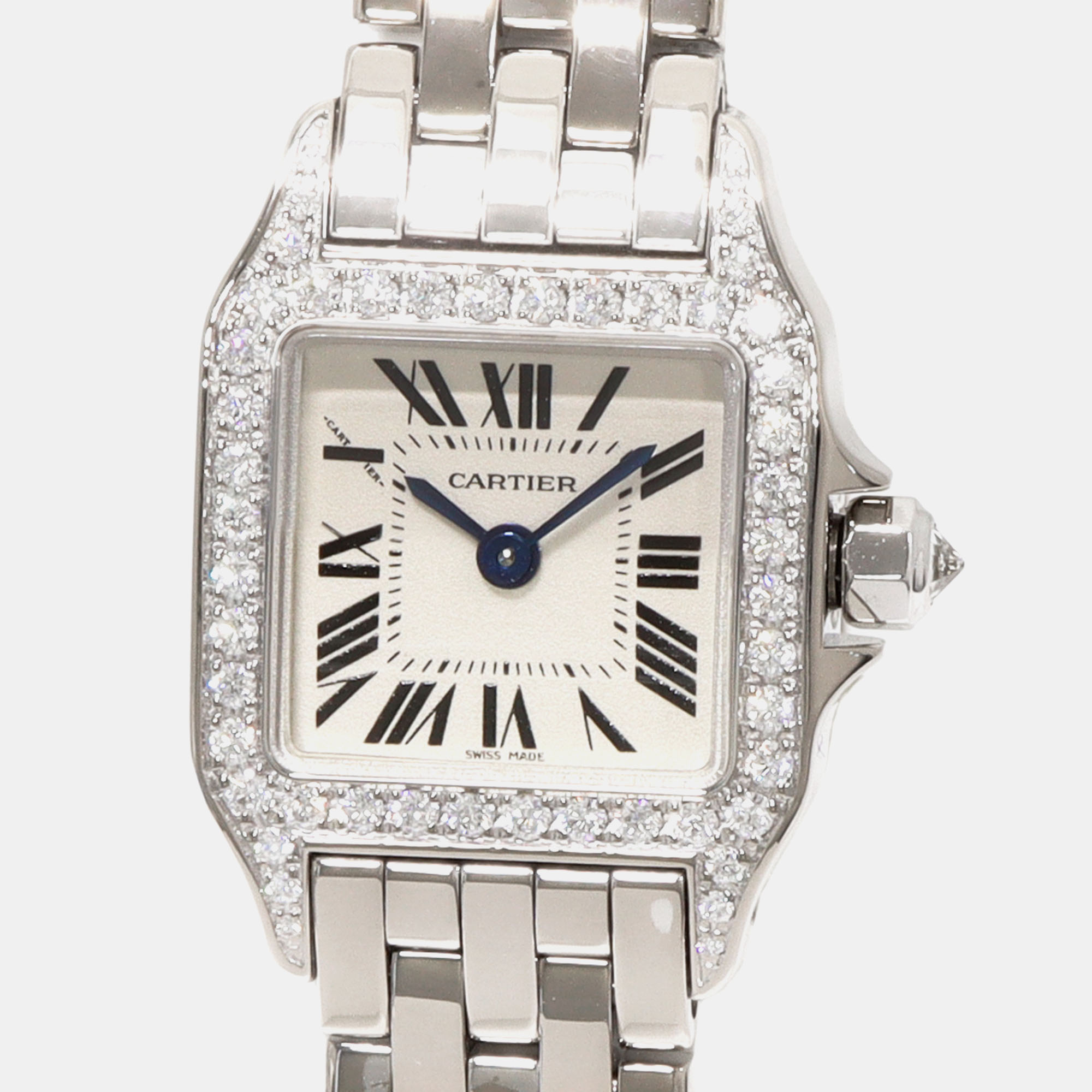 

Cartier Silver 18kt White Gold Santos Dumont WF9003Y8 Quartz Women's Wristwatch 21 mm