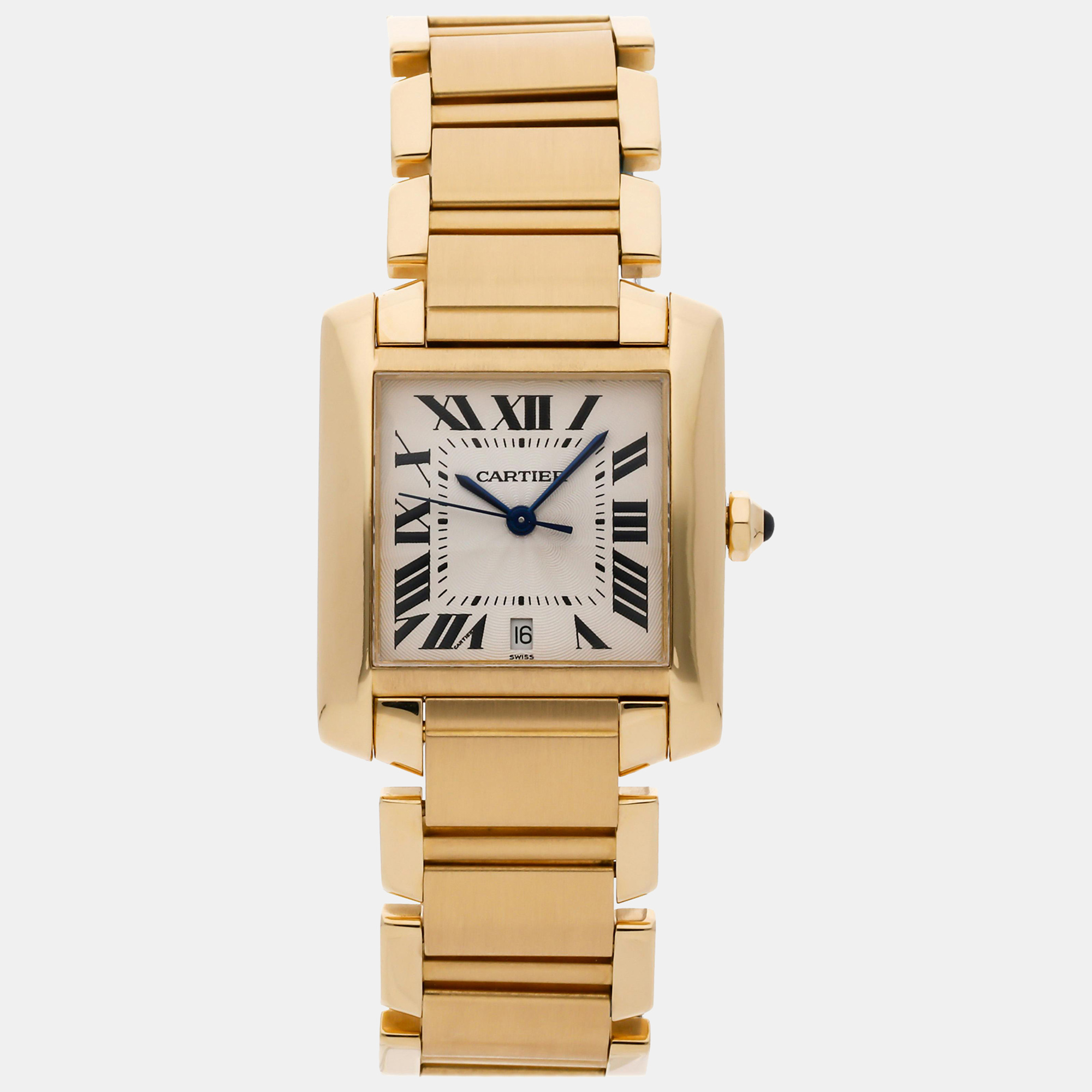 

Cartier Silver 18k Yellow Gold Tank Francaise W50001R2 Automatic Women's Wristwatch 28 mm x 32 mm