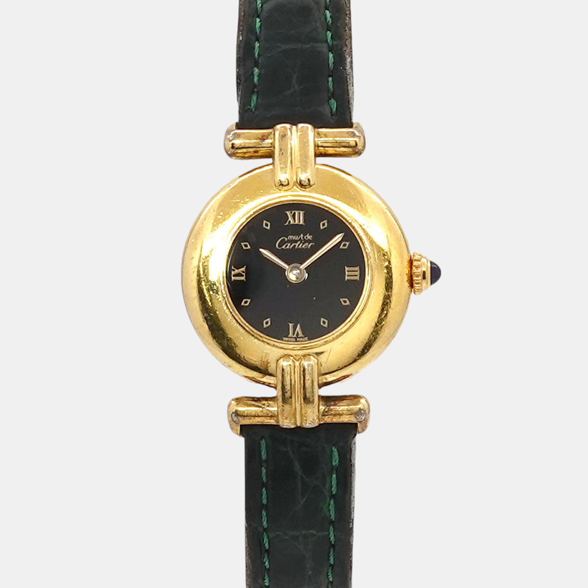 

Cartier Black Mustcolisee Vermeil Women's Watch SV925 Quartz