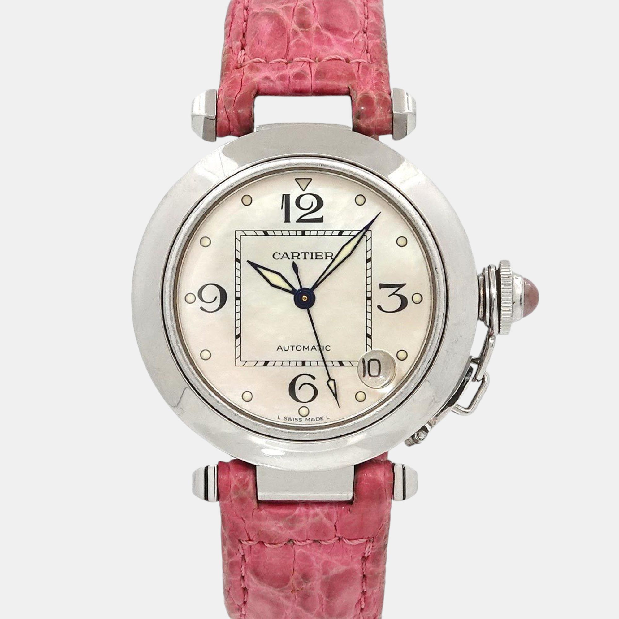 

Cartier Pasha C W3106499 Watch Date Pink Shell Automatic, Cream