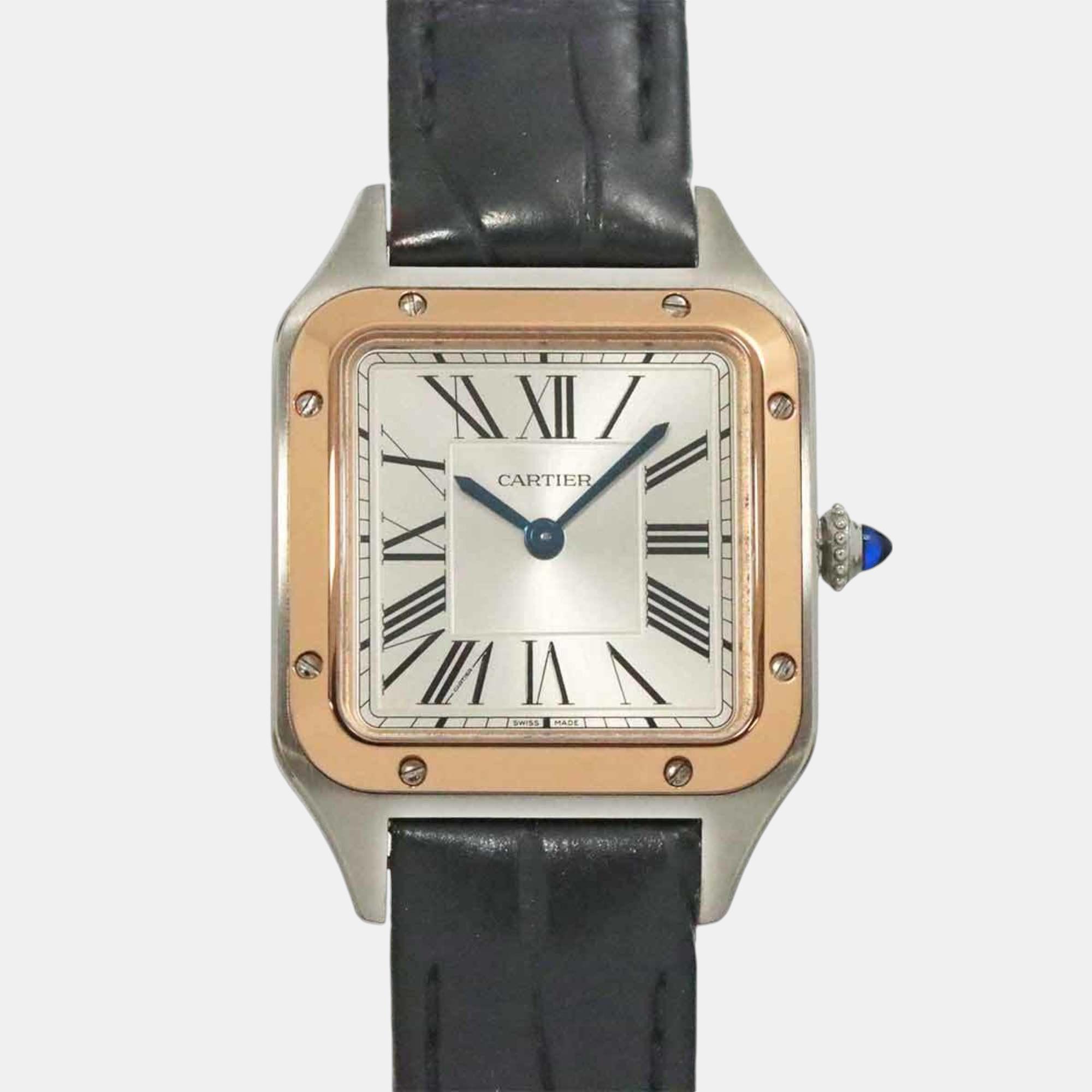 

Cartier Silver 18K RG Quartz Santos Dumont Women's Watch