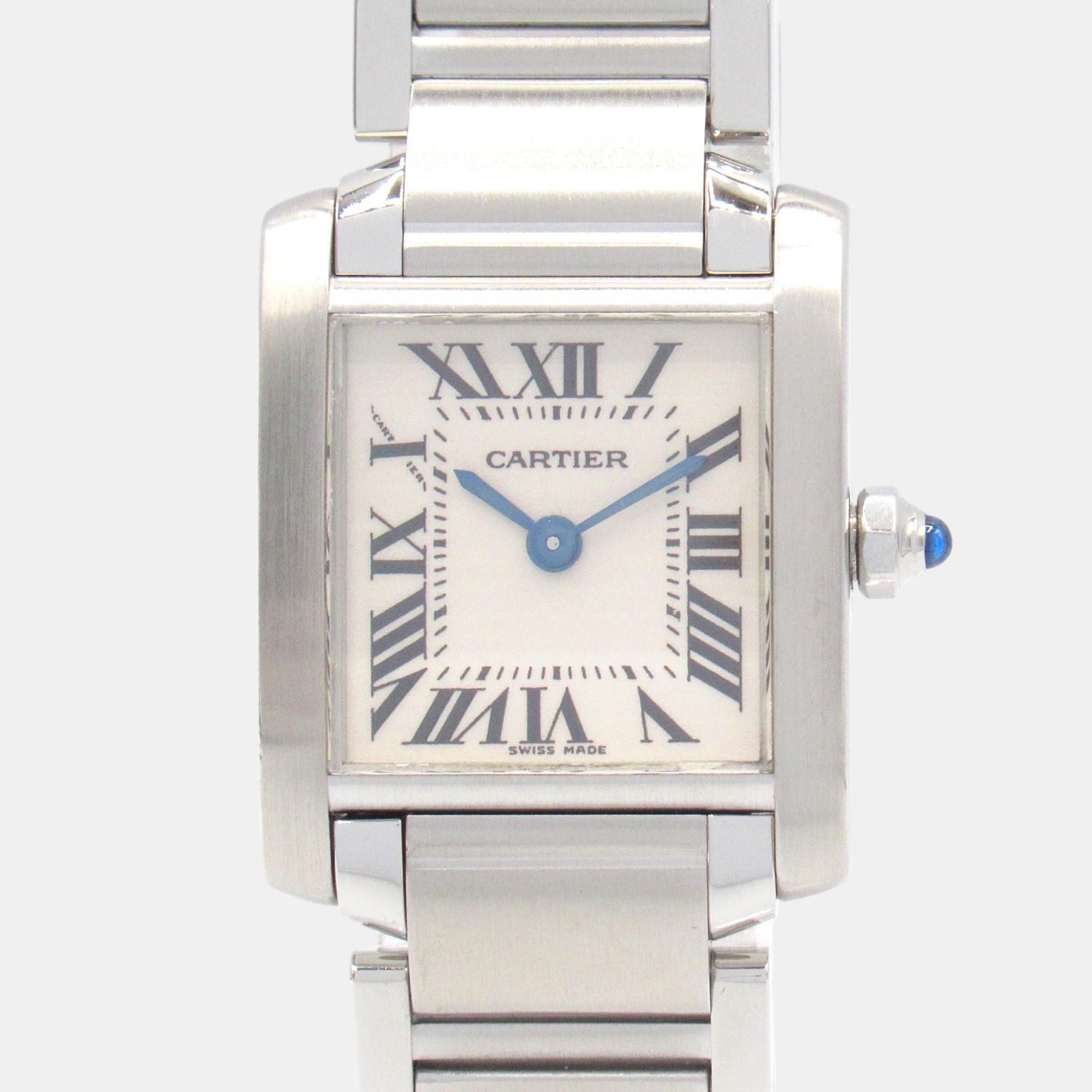 

Cartier Ivory Stainless Steel Tank Francaise SM Watch, Cream