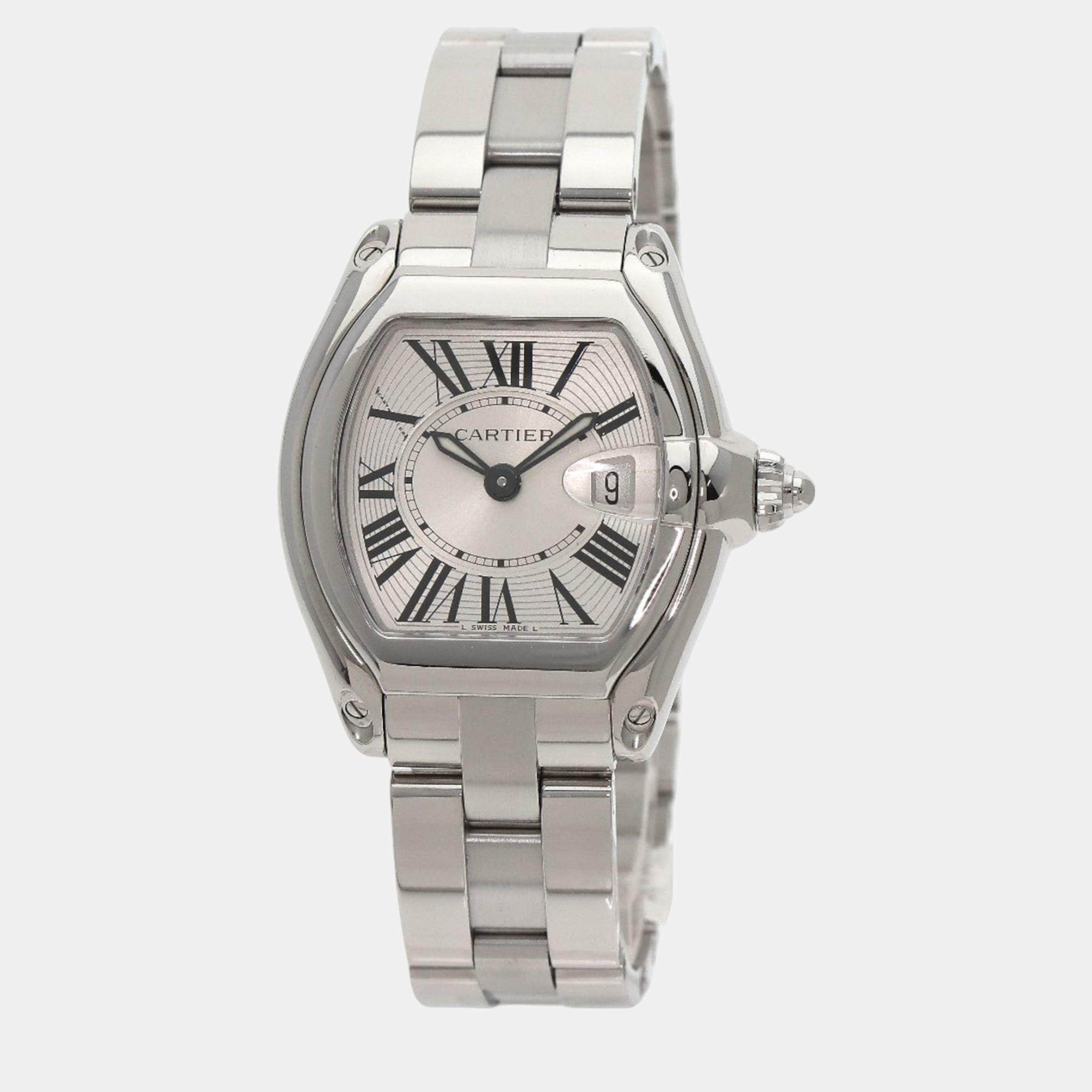 

Cartier Silver Stainless Steel Roadster W62016V3 Quartz Women's Wristwatch 31 mm