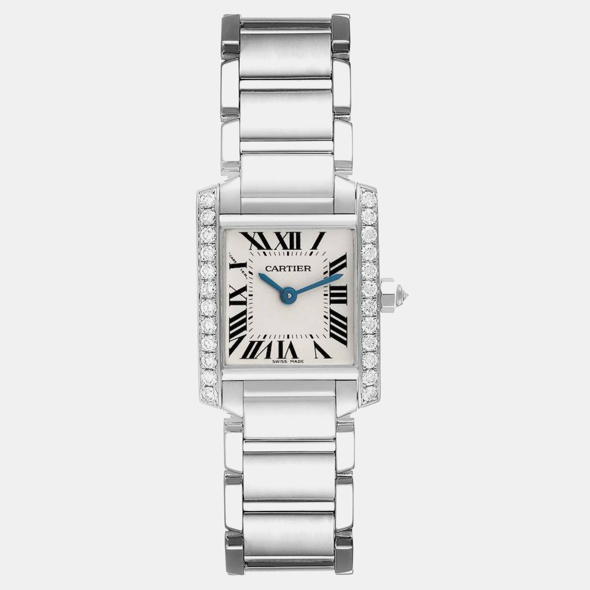 

Cartier Tank Francaise White Gold Diamond Ladies Watch 20.0 mm, Silver