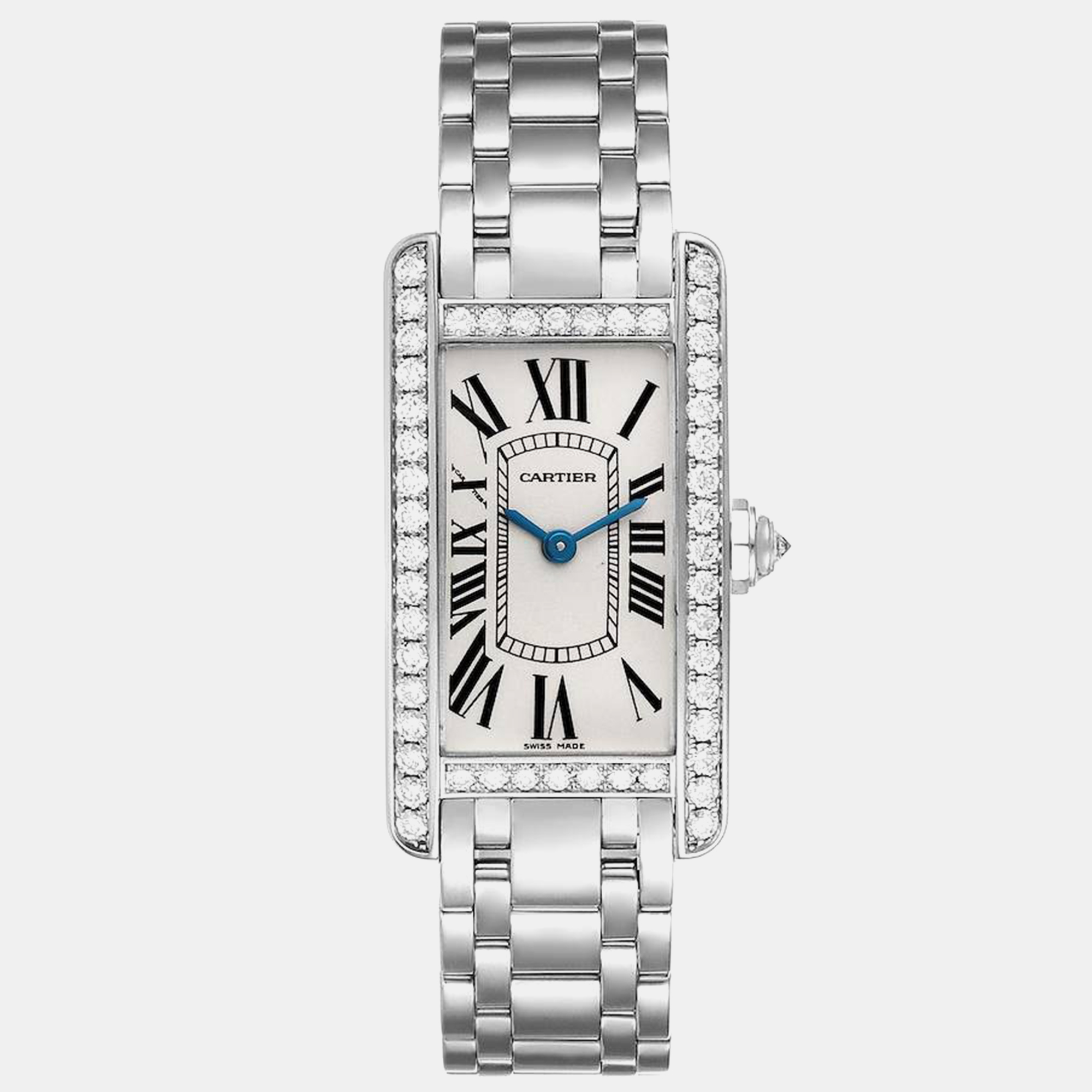 

Cartier Tank Americaine White Gold Diamond Ladies Watch 19.0 mm, Silver