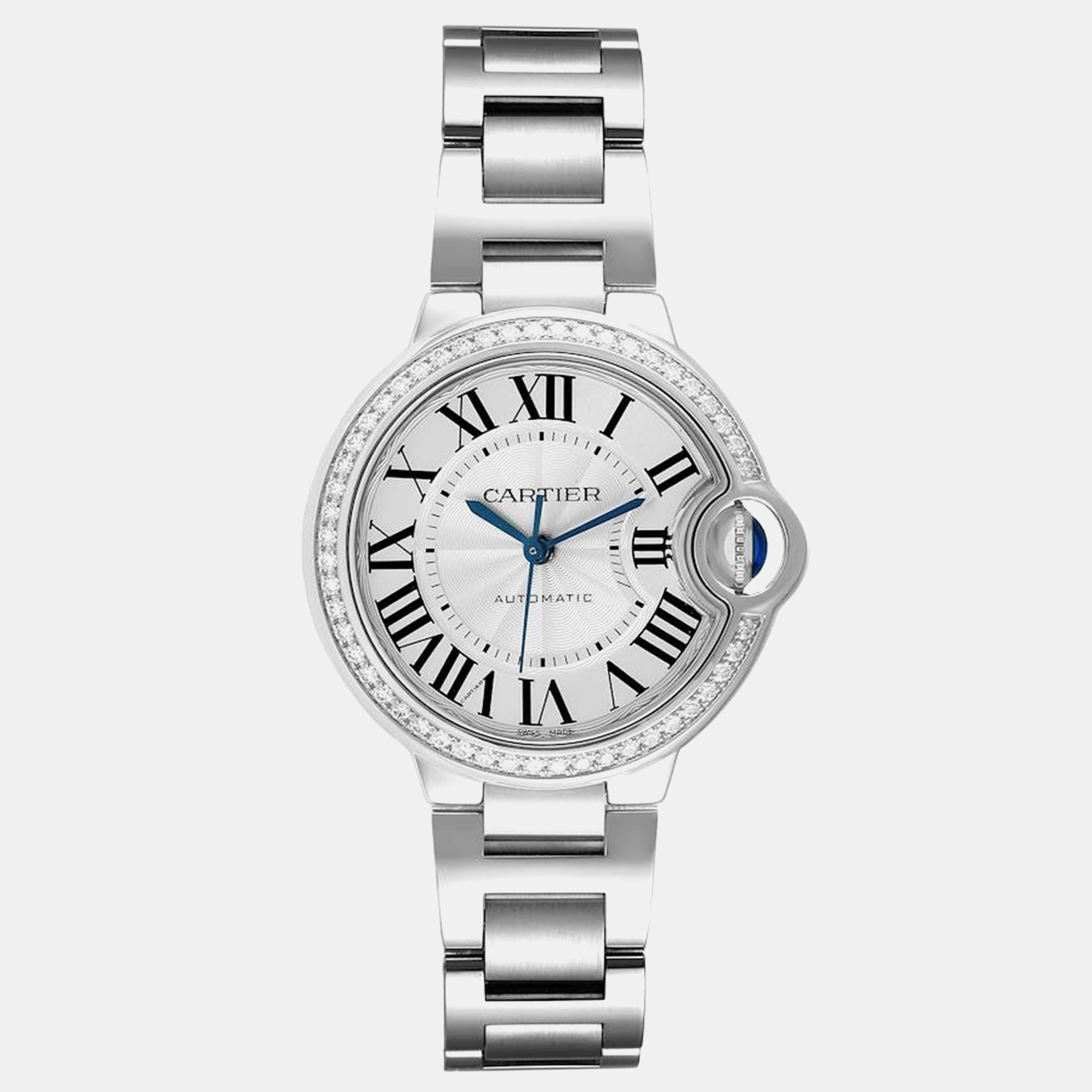 

Cartier Ballon Bleu Steel Diamond Bezel Ladies Watch 33.0 mm, Silver