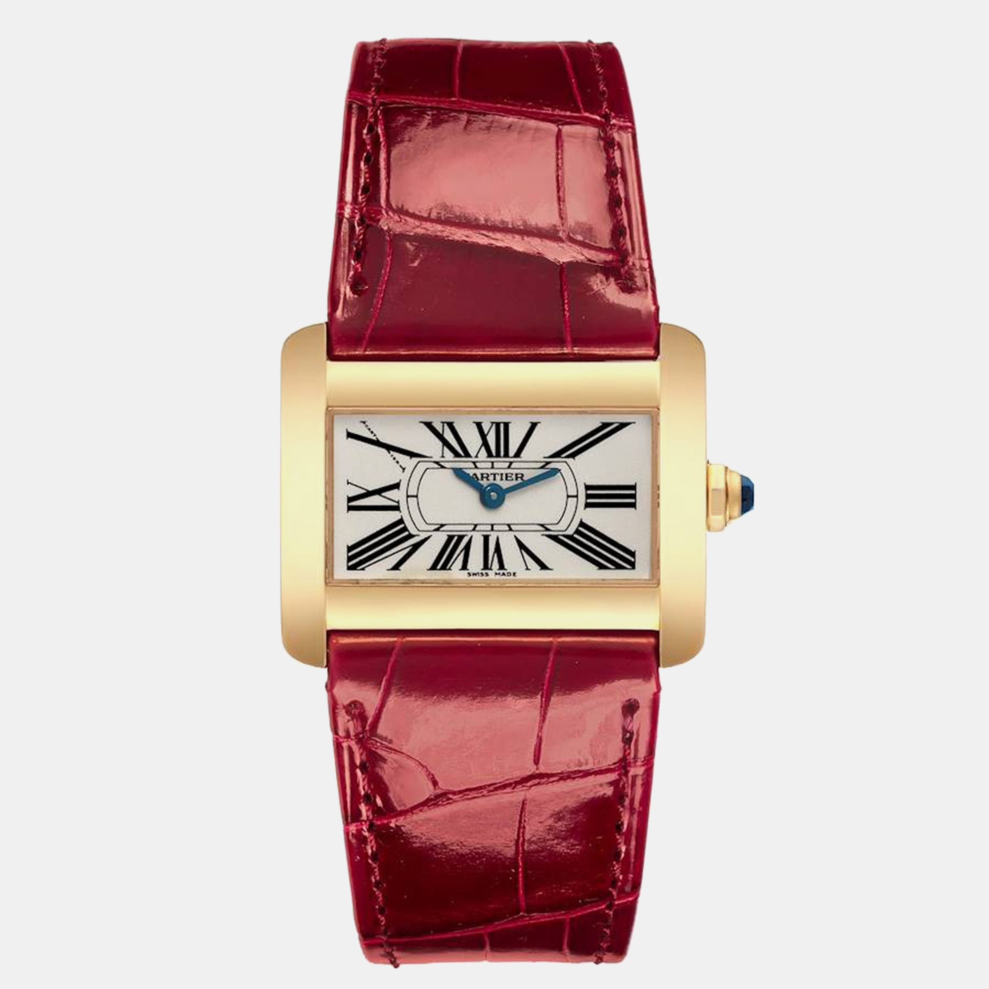 

Cartier Silver 18k Yellow Gold Tank Divan W6300356 Quartz Women's Wristwatch 25 mm