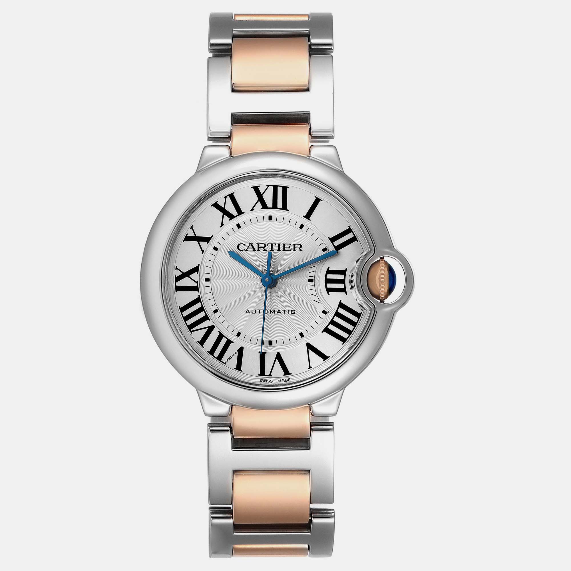 

Cartier Silver 18K Rose Gold Stainless Steel Ballon Bleu 3284 Automatic Women's Wristwatch 36 mm