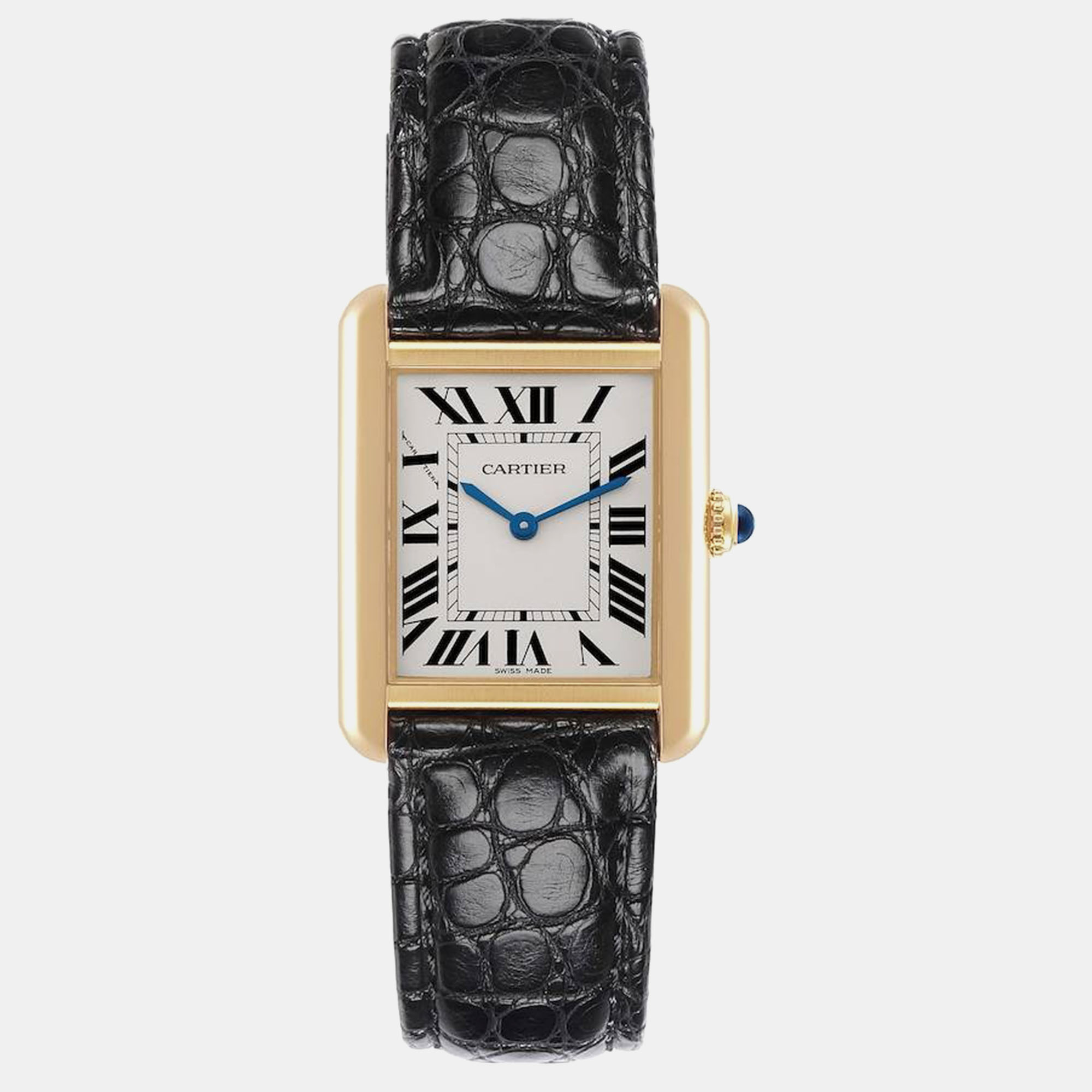 

Cartier Tank Solo Yellow Gold Steel Silver Dial Ladies Watch W5200002 30 mm x 24.4 mm, White