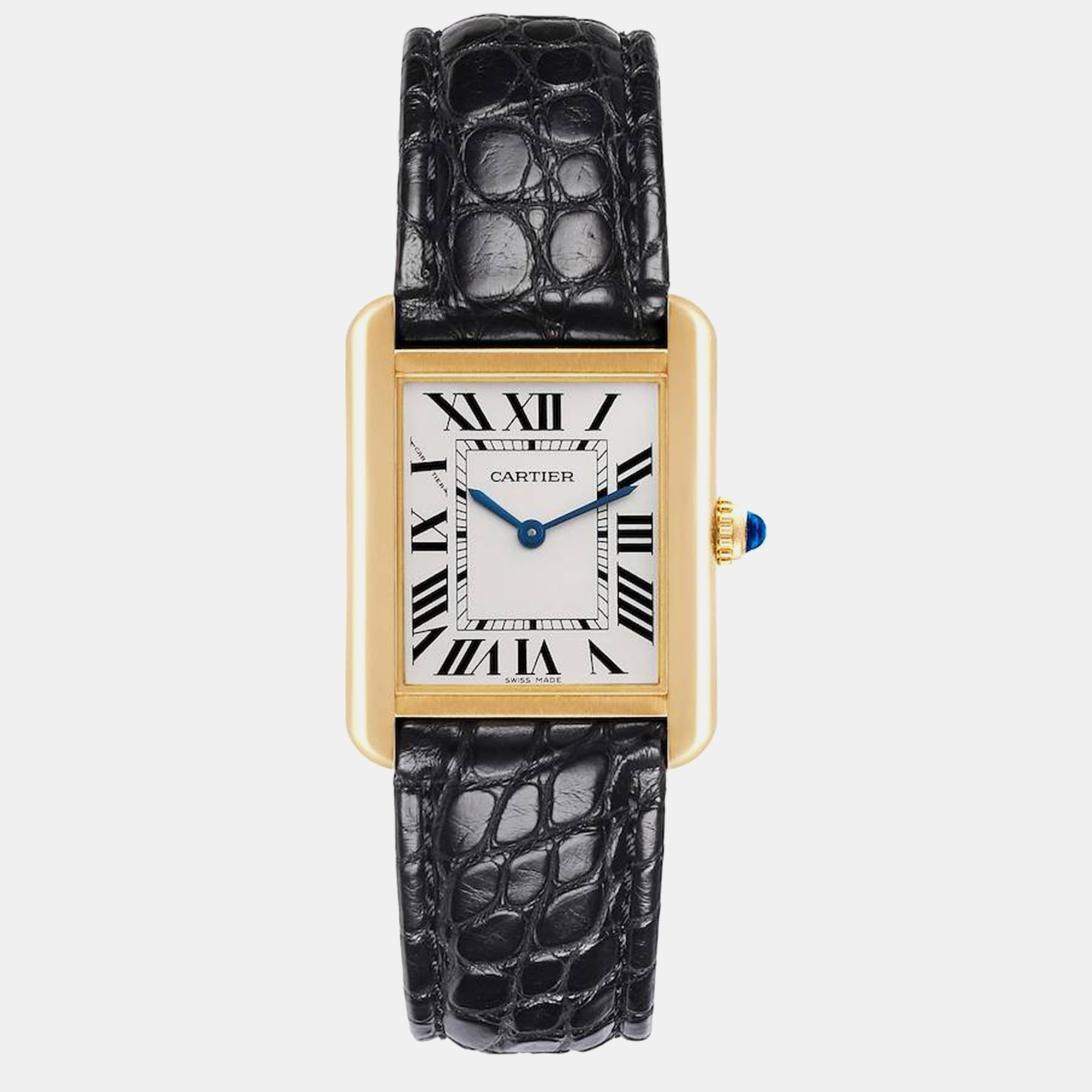 

Cartier Tank Solo Yellow Gold Steel Silver Dial Ladies Watch W5200002, White