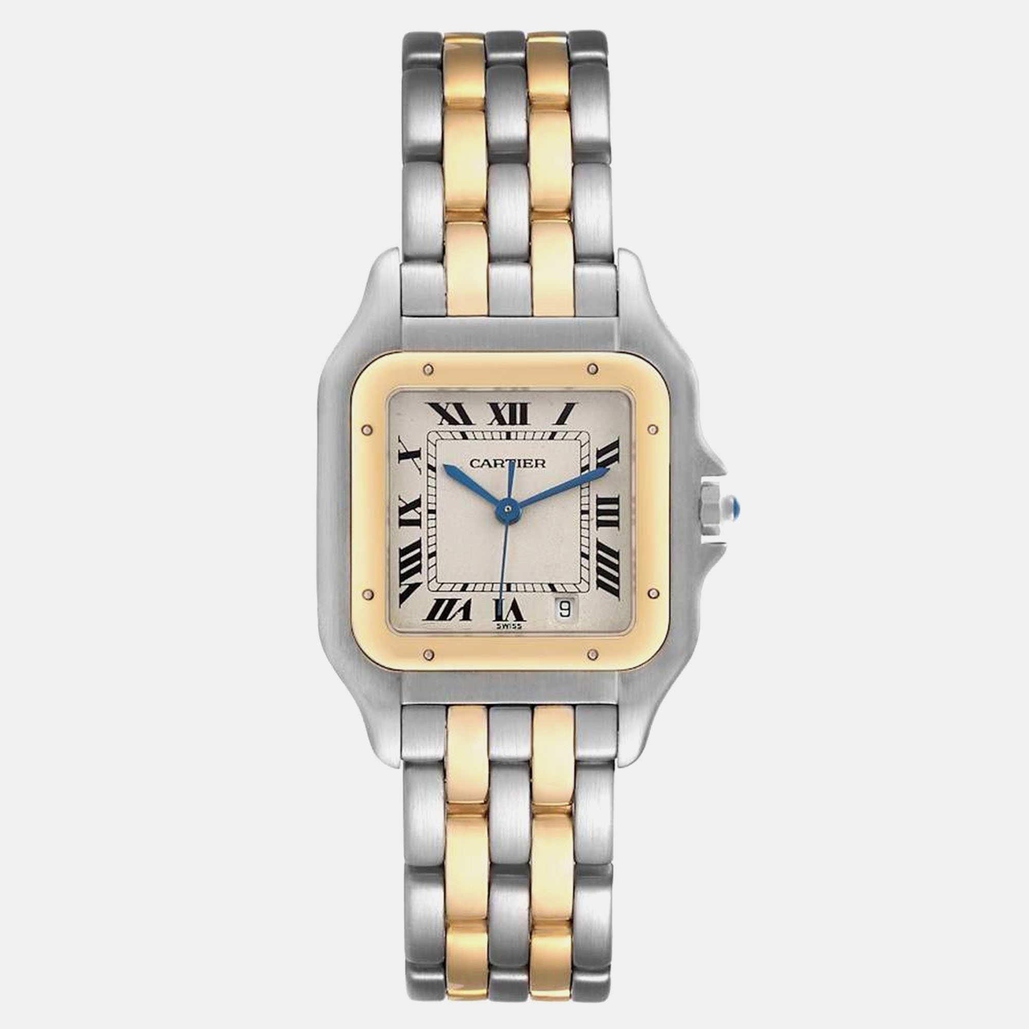 

Cartier Panthere Large Steel Yellow Gold Two Row Ladies Watch W25028B6 26 x 36 mm, Silver