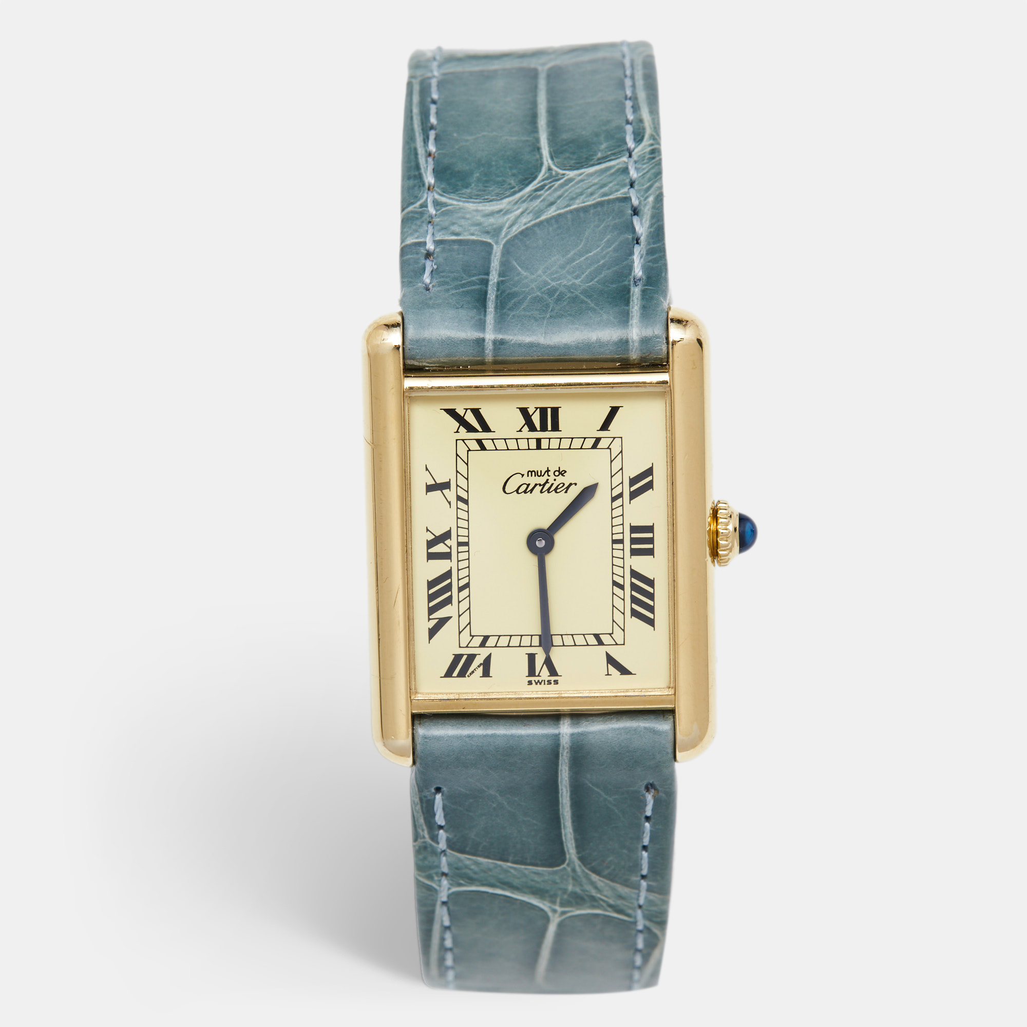 

Cartier Yellow Vermeil Alligator Leather Must De Cartier Tank, Black