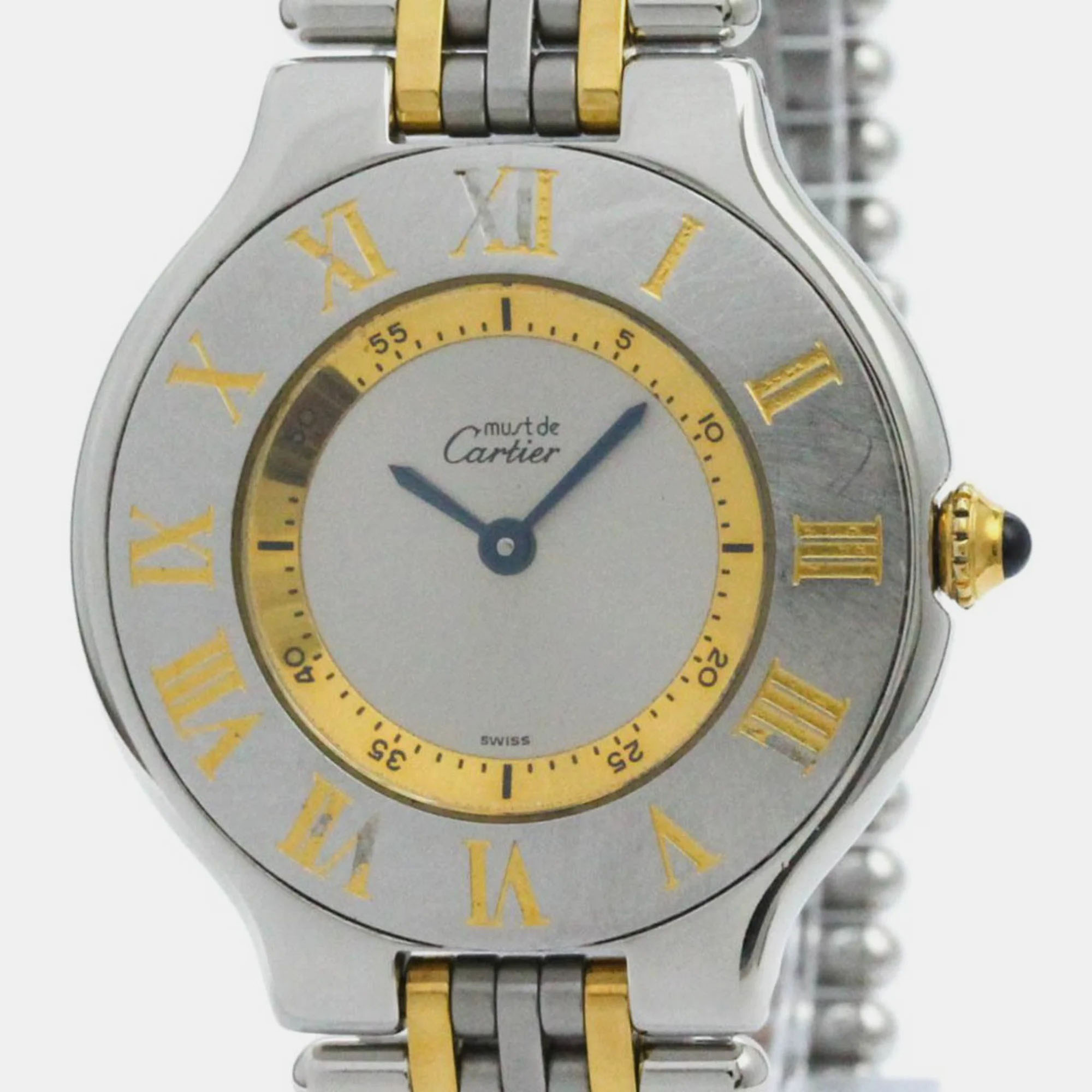 

Cartier Must 21 Gold Plated Steel Quartz Ladies Watch 31 mm, Silver