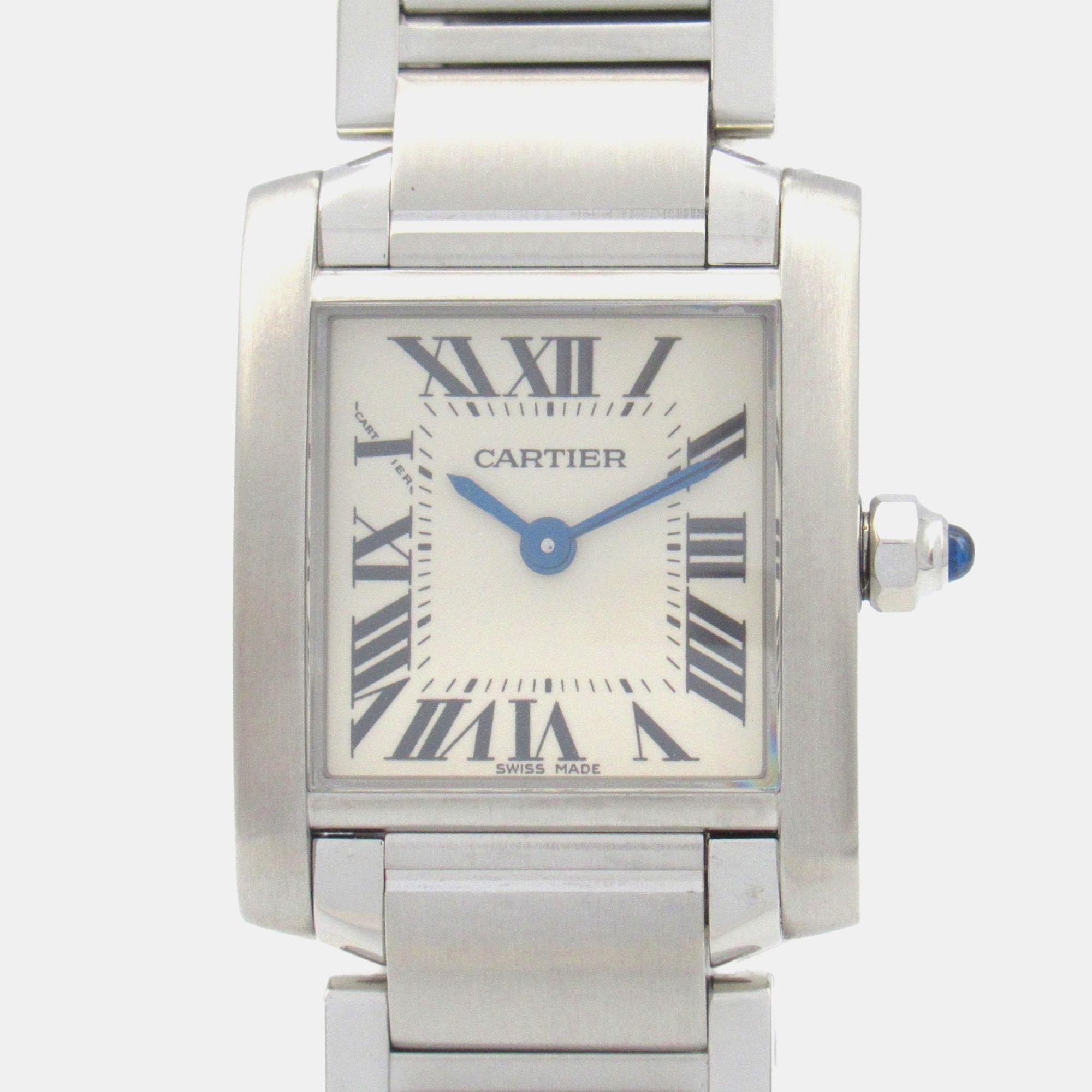 

Cartier Stainless Steel Ivory Tank Francaise SM Women's Wristwatch 20 mm, White