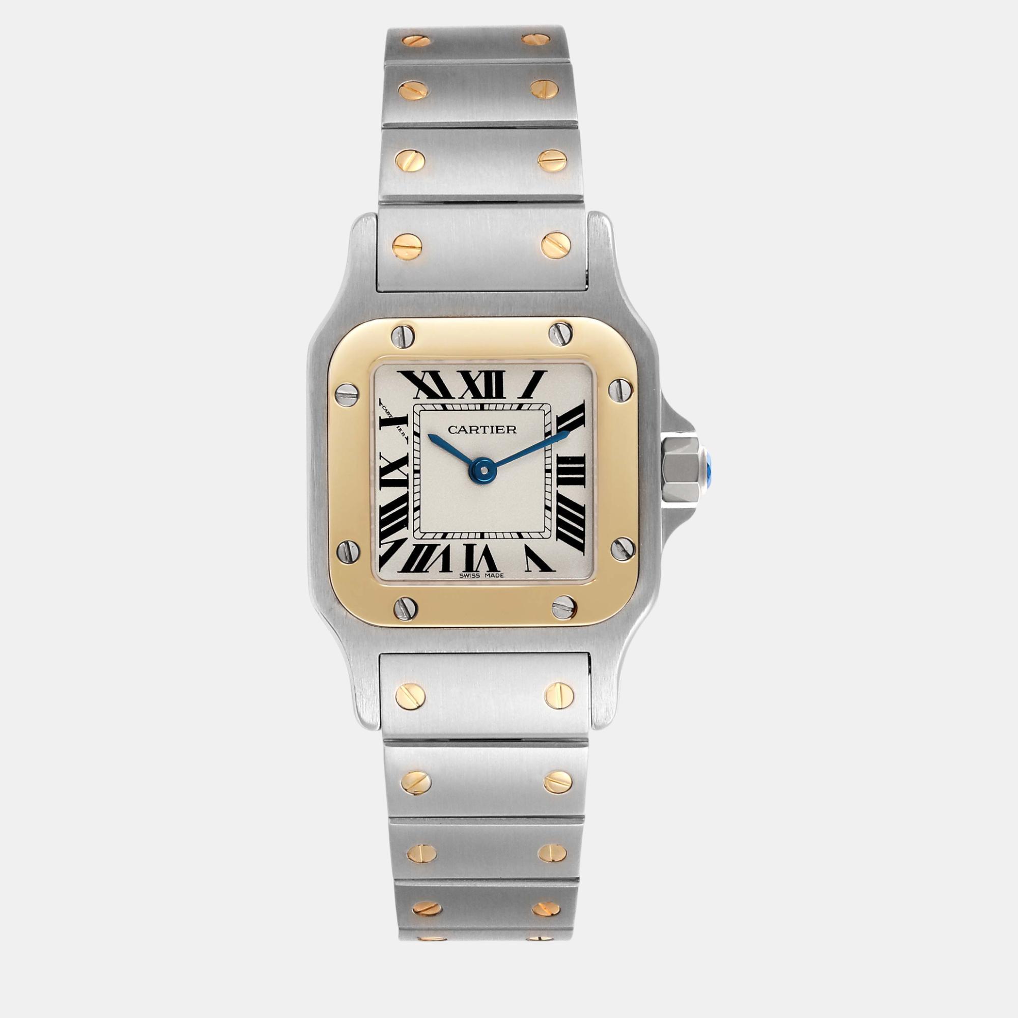 

Cartier Santos Galbee Small Steel Yellow Gold Ladies Watch W20012C4, Silver