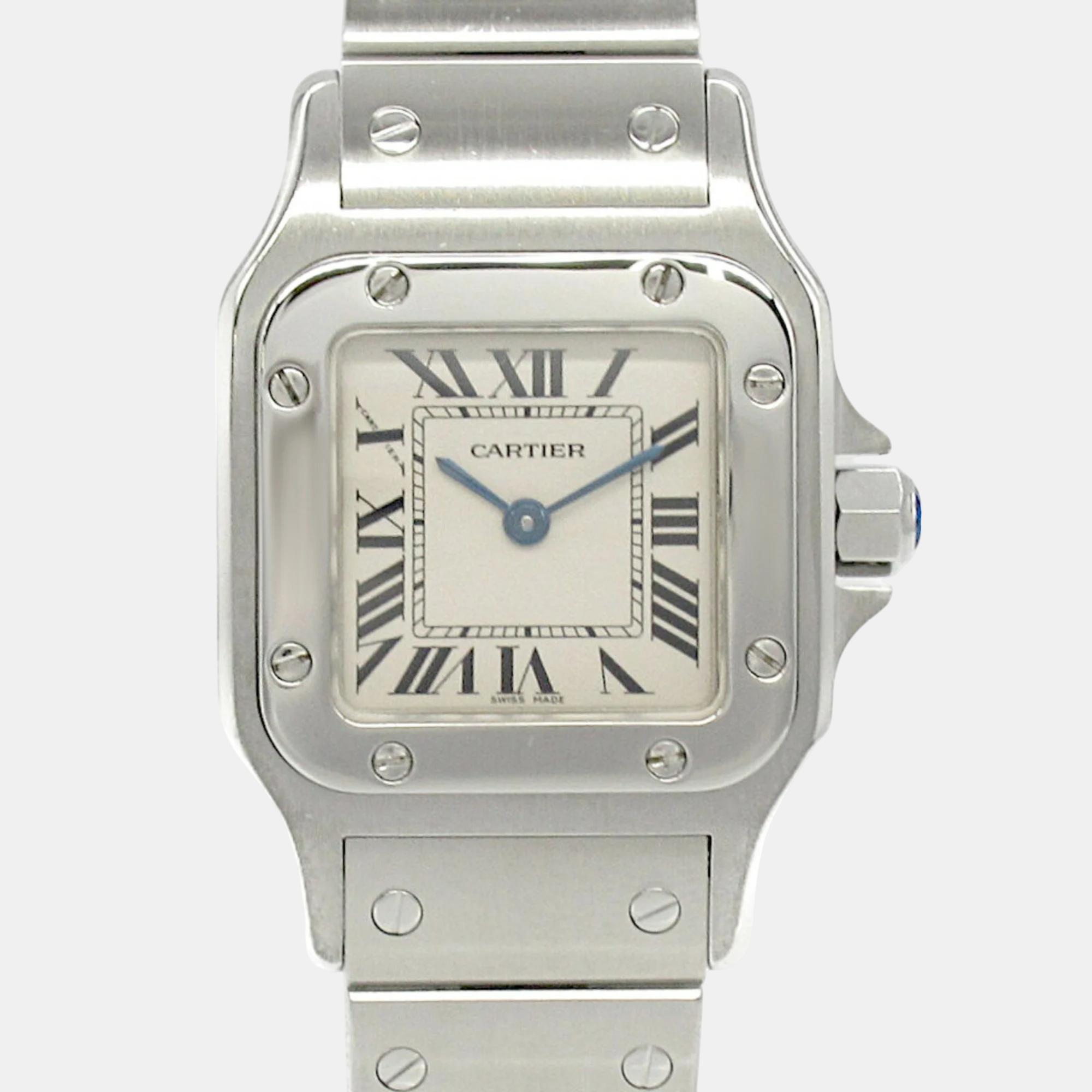 

Cartier Ivory Stainless Steel Santos Galbee W20056D6 Quartz Women's Wristwatch 35 mm, White