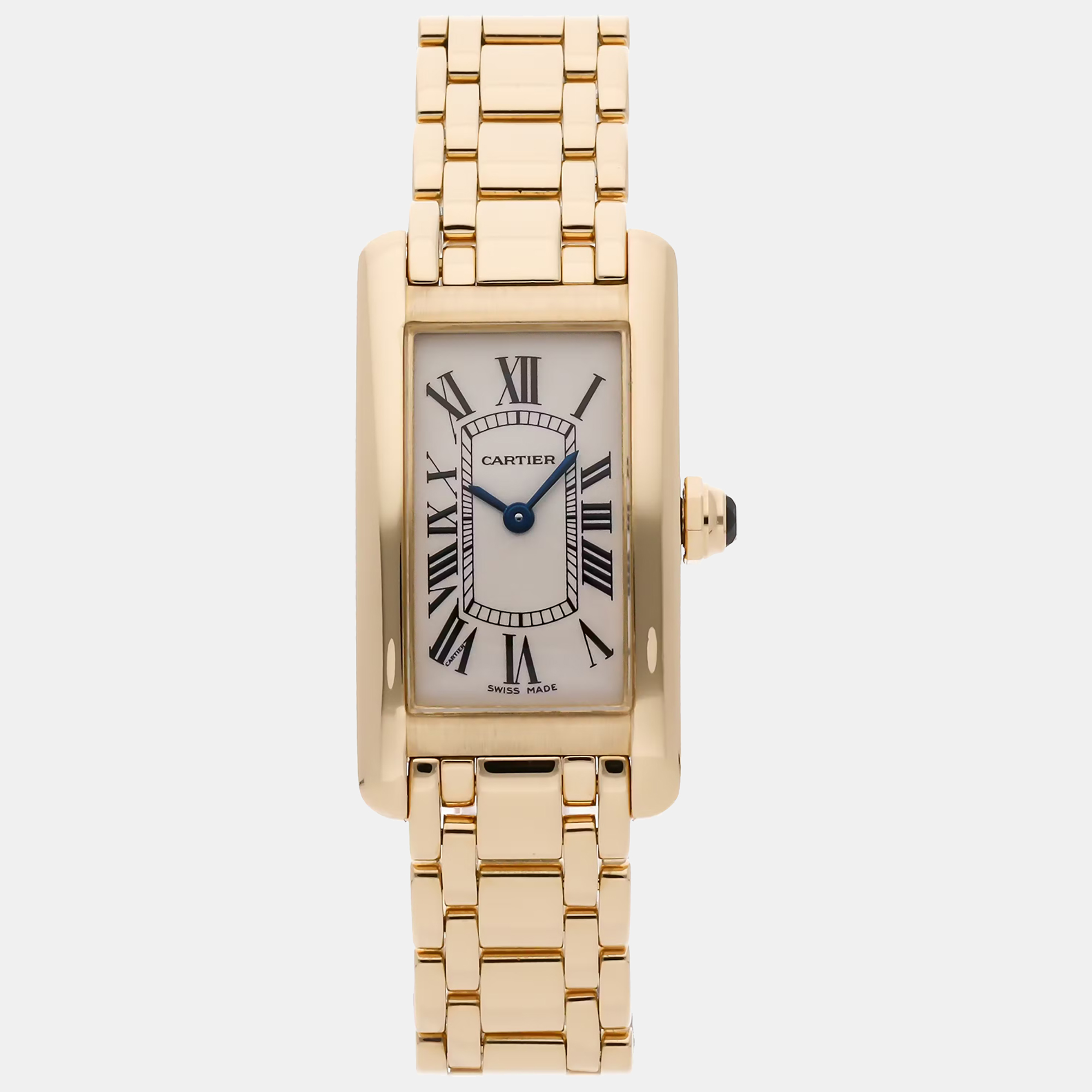 

Cartier Silver 18k Yellow Gold Tank Americaine W26015K2 Quartz Women's Wristwatch 19 mm