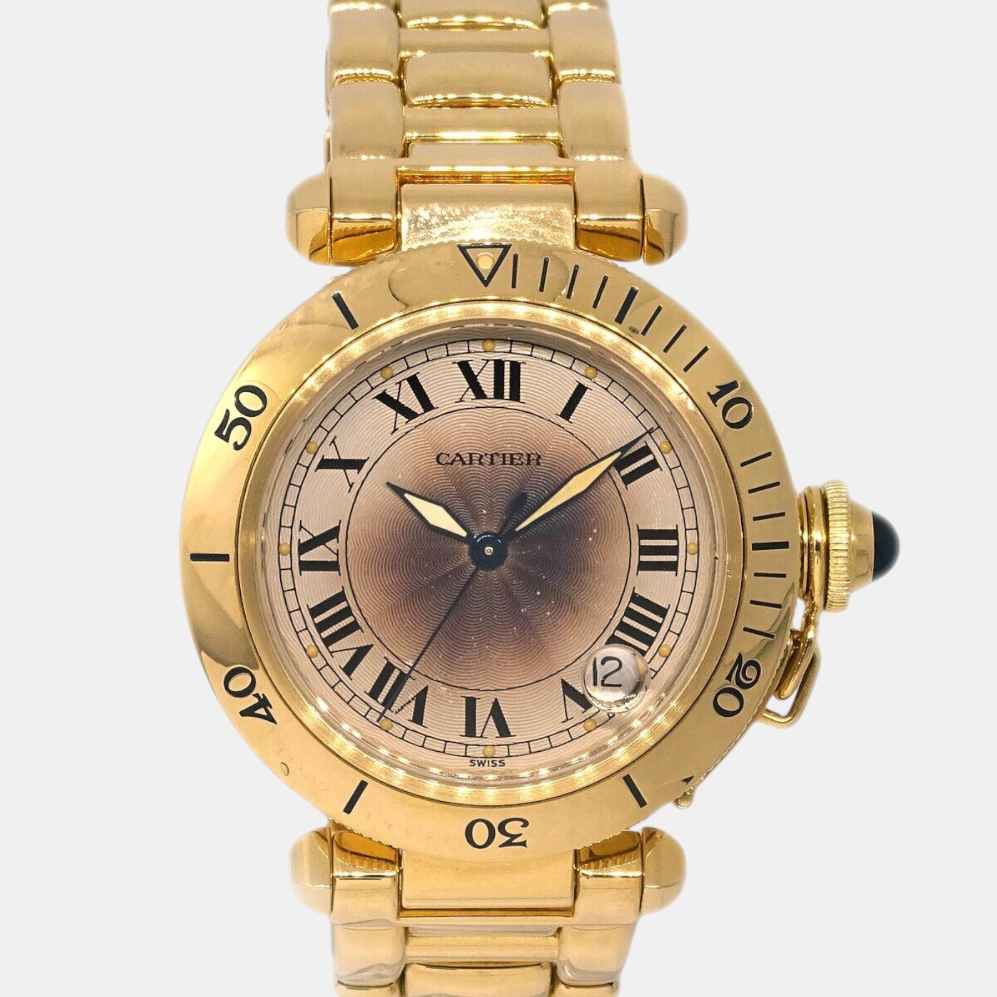 

Cartier 18K Yellow Gold Pasha 1035 Watch, Brown