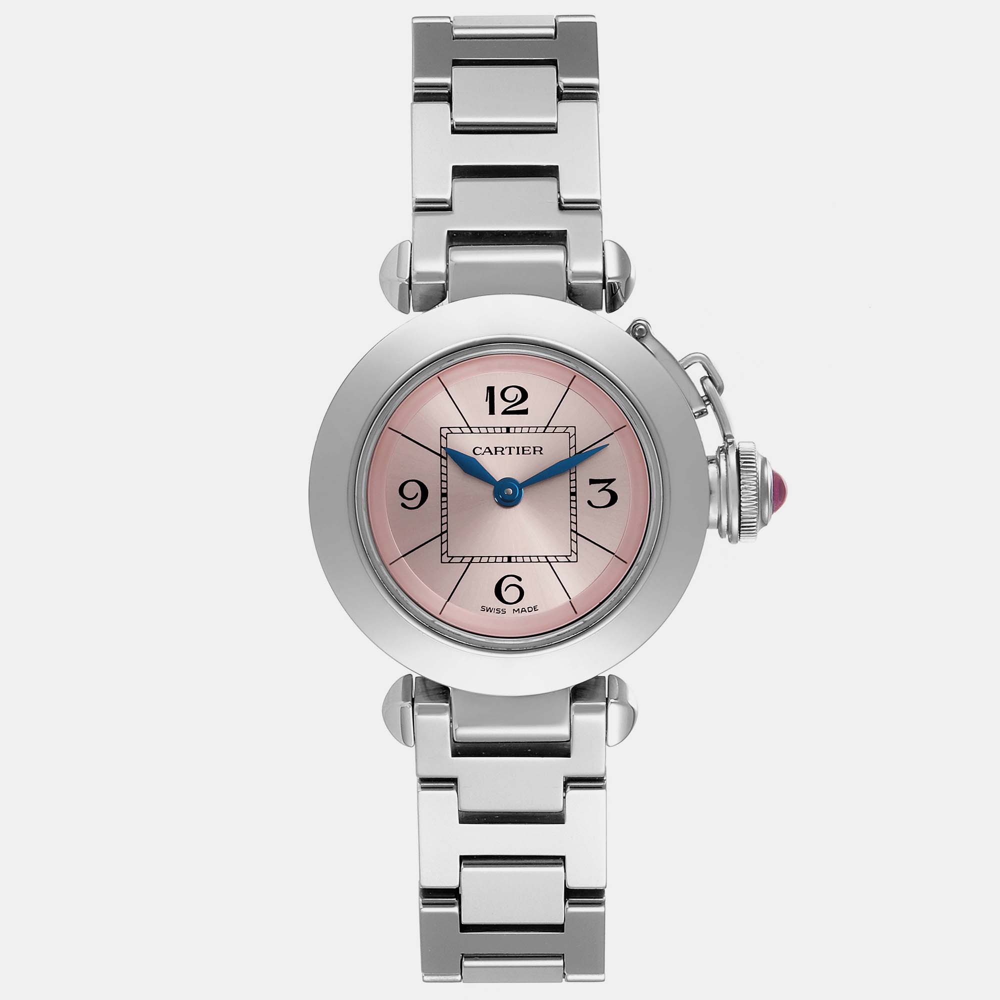 

Cartier Miss Pasha Steel Pink Dial Ladies Watch W3140008 27 mm